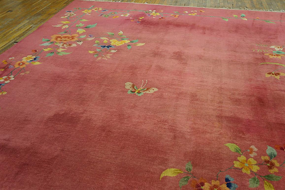 Wool 1930s Square Chinese Art Deco Carpet ( 11'8