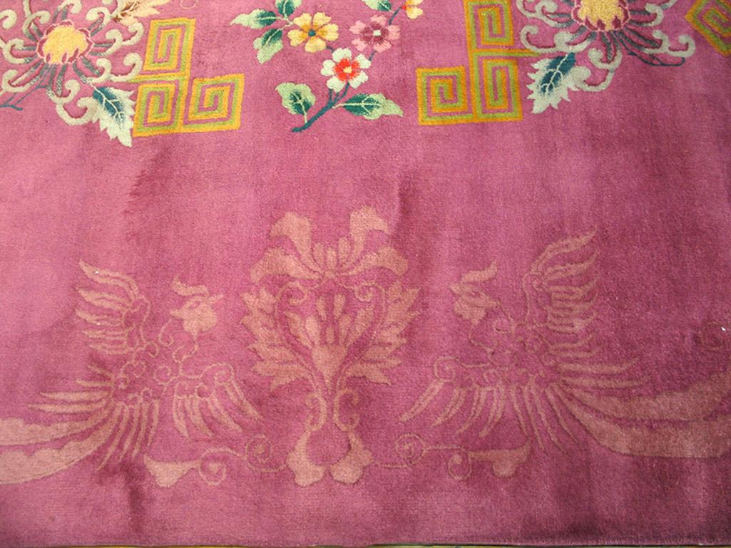 Wool Antique Chinese Art Deco Carpet For Sale