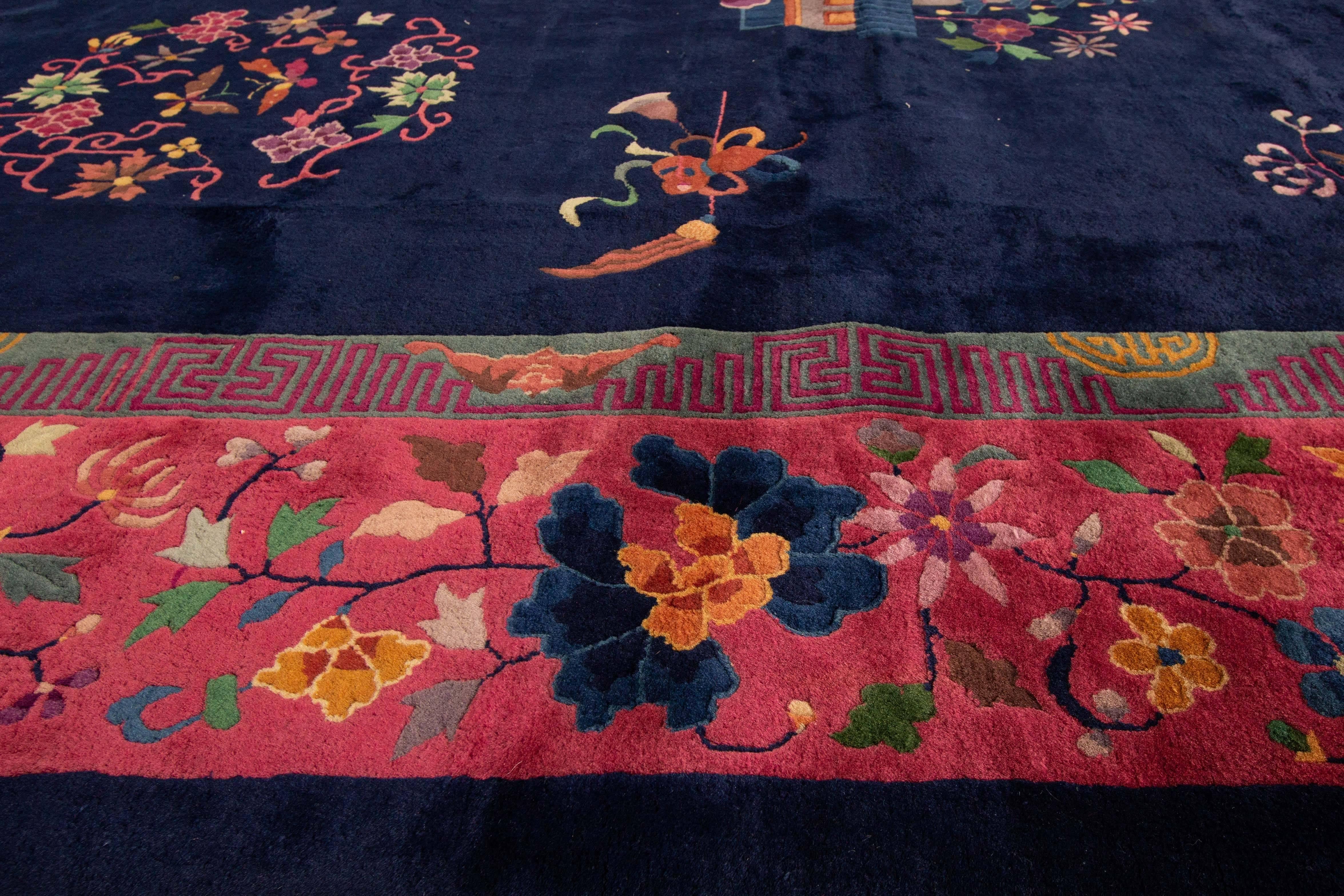 Antiker chinesischer Art-Déco-Teppich im Zustand „Gut“ im Angebot in Norwalk, CT