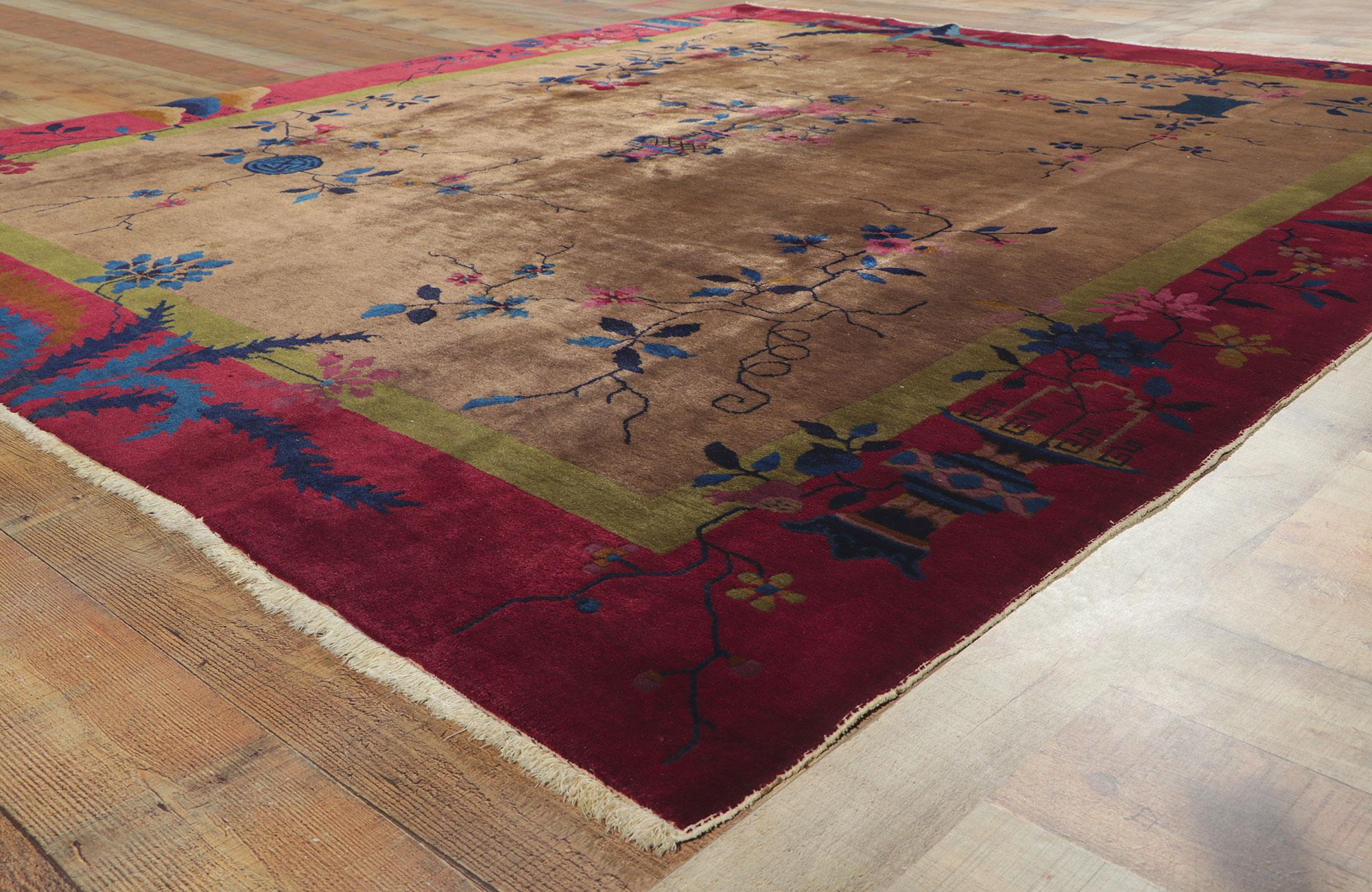 Antiker chinesischer Art-Déco-Teppich im Zustand „Gut“ im Angebot in Dallas, TX
