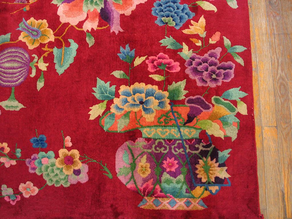 Wool 1930s Chinese Art Deco Carpet ( 8'9