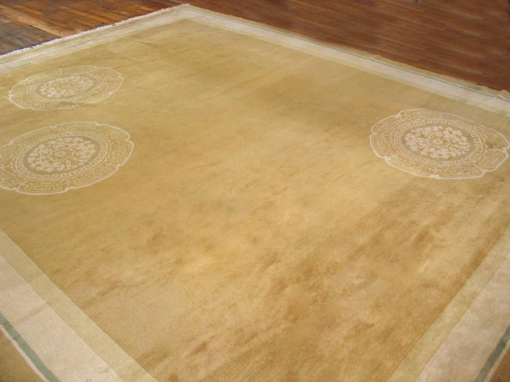 Wool 1920s Chinese Art Deco Carpet ( 11'4