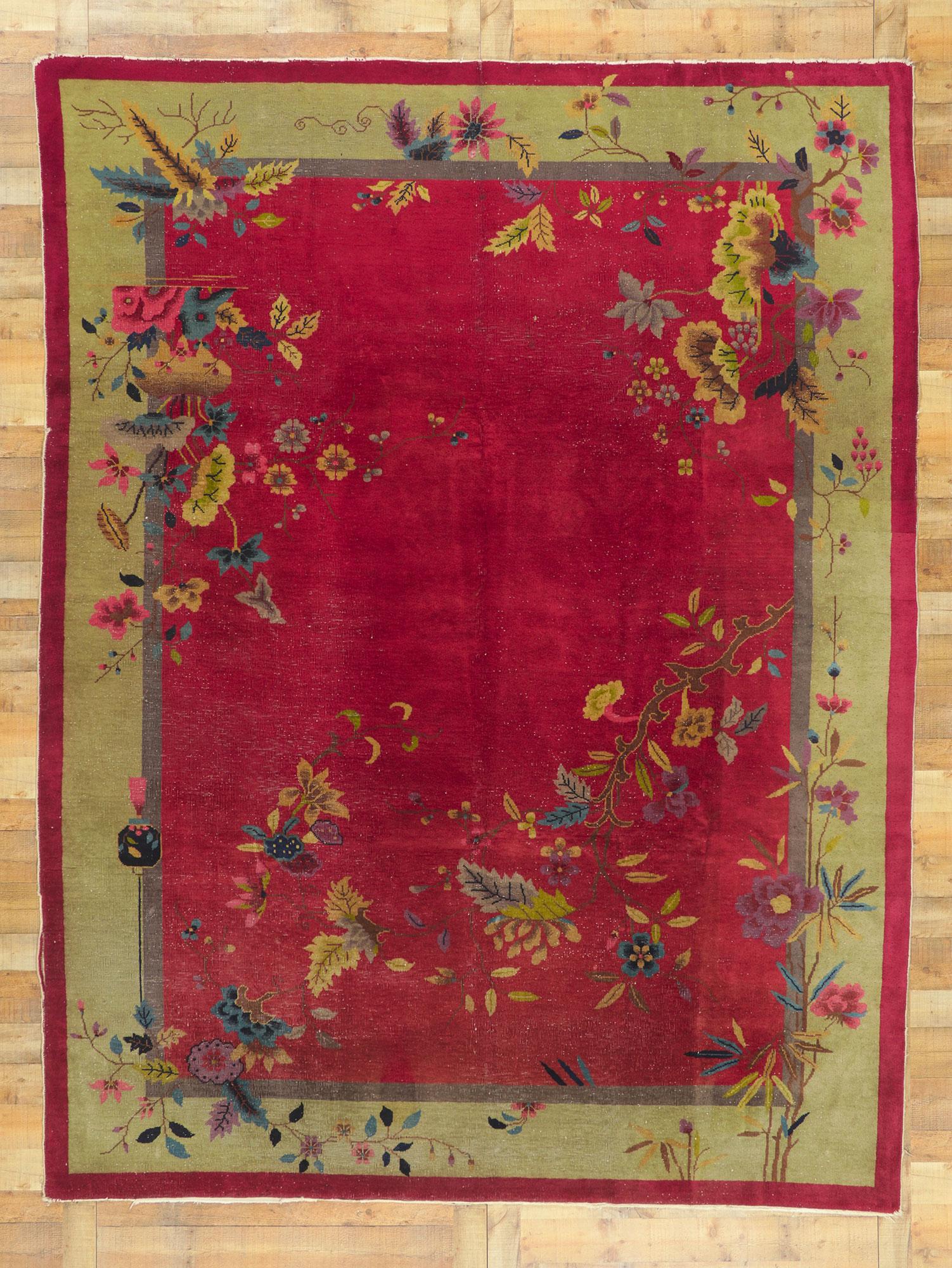 Antique Chinese Art Deco Rug For Sale 3
