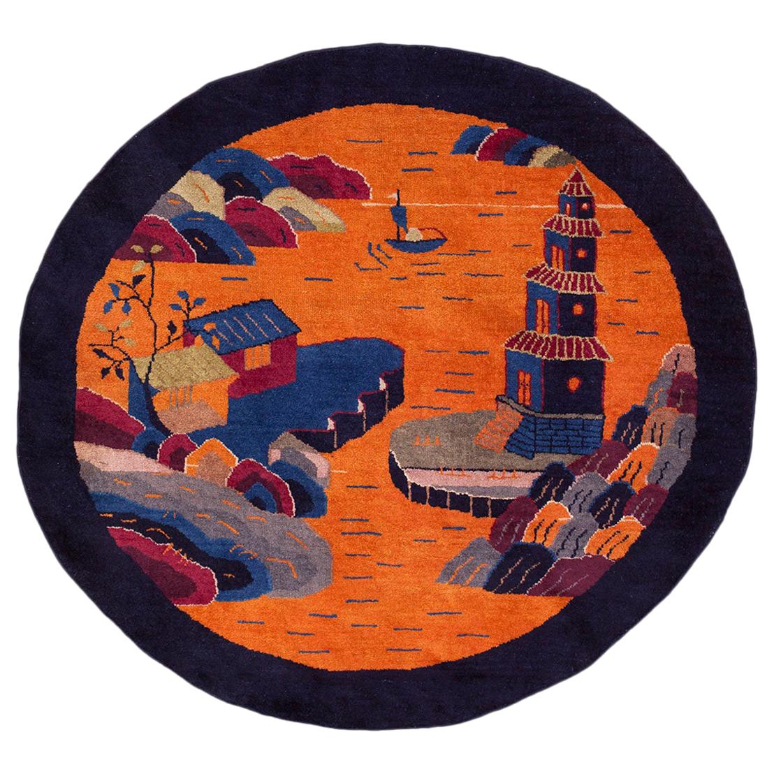 Antique Chinese Art Deco Rug For Sale