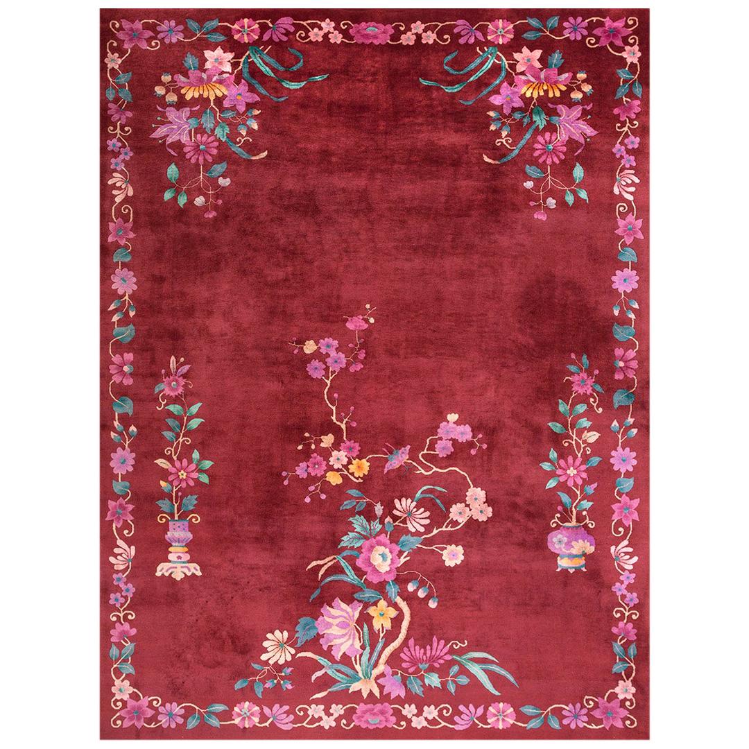 Tapis Art Déco chinois ancien de 2,28 m x 3,48 m  en vente