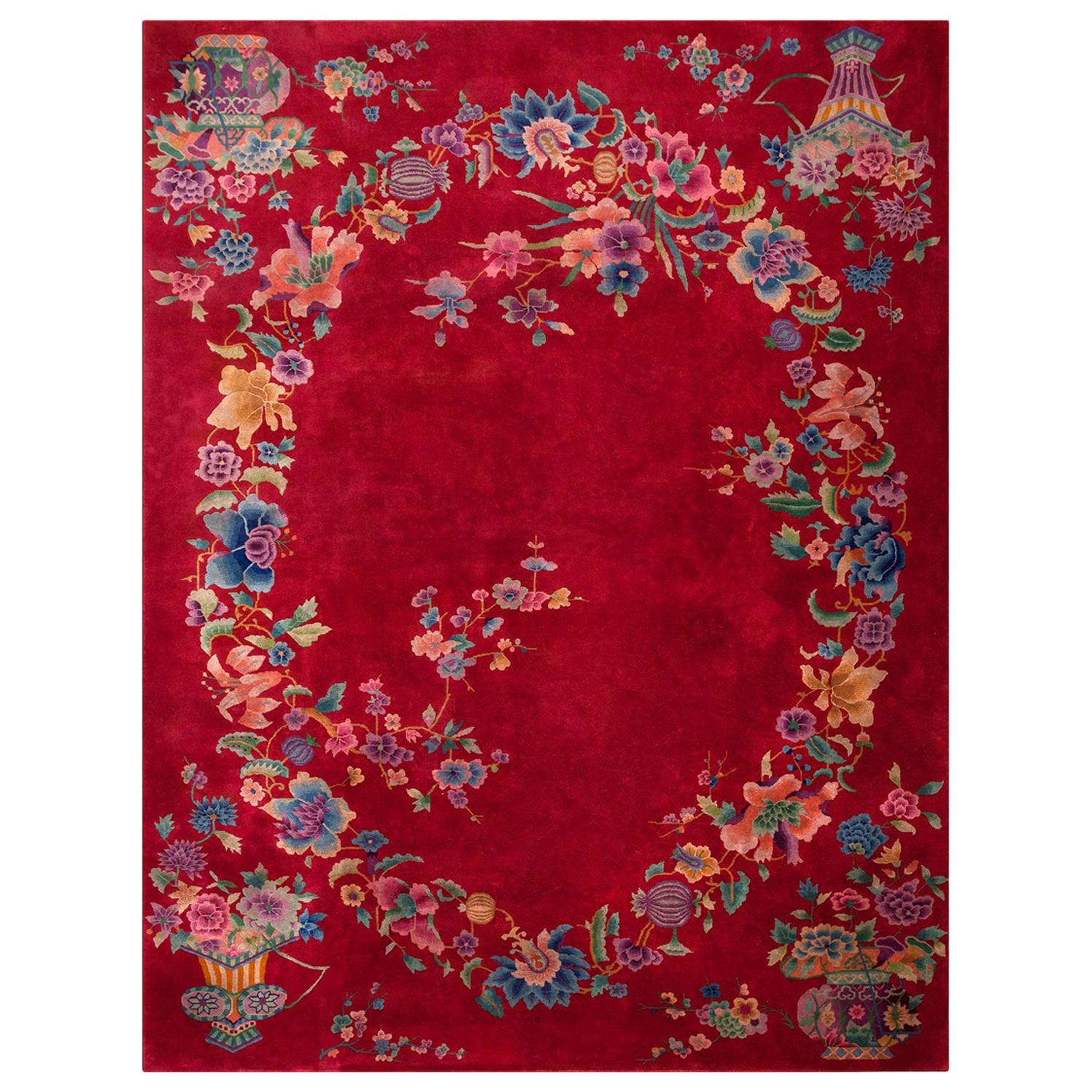 1930s Chinese Art Deco Carpet ( 8'9" x 11'6"- 266 x 350 cm )  For Sale
