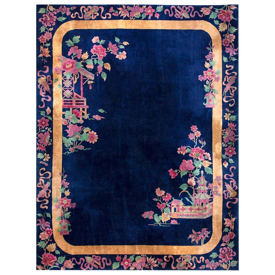 Antique Chinese Art Deco Rug For Sale at 1stDibs