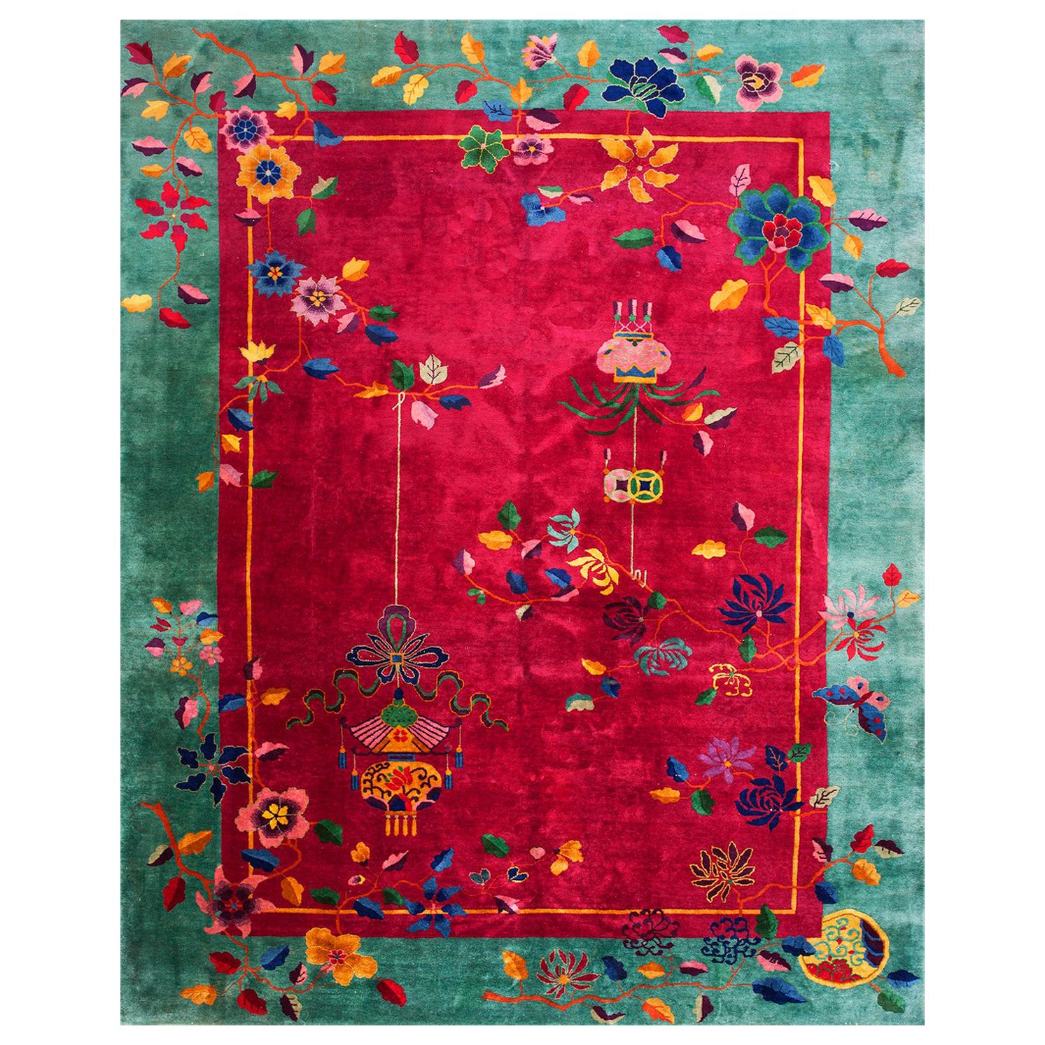 1920s Chinese Art Deco Carpet ( 8'9" x 11'6" - 266 x 350 cm ) For Sale