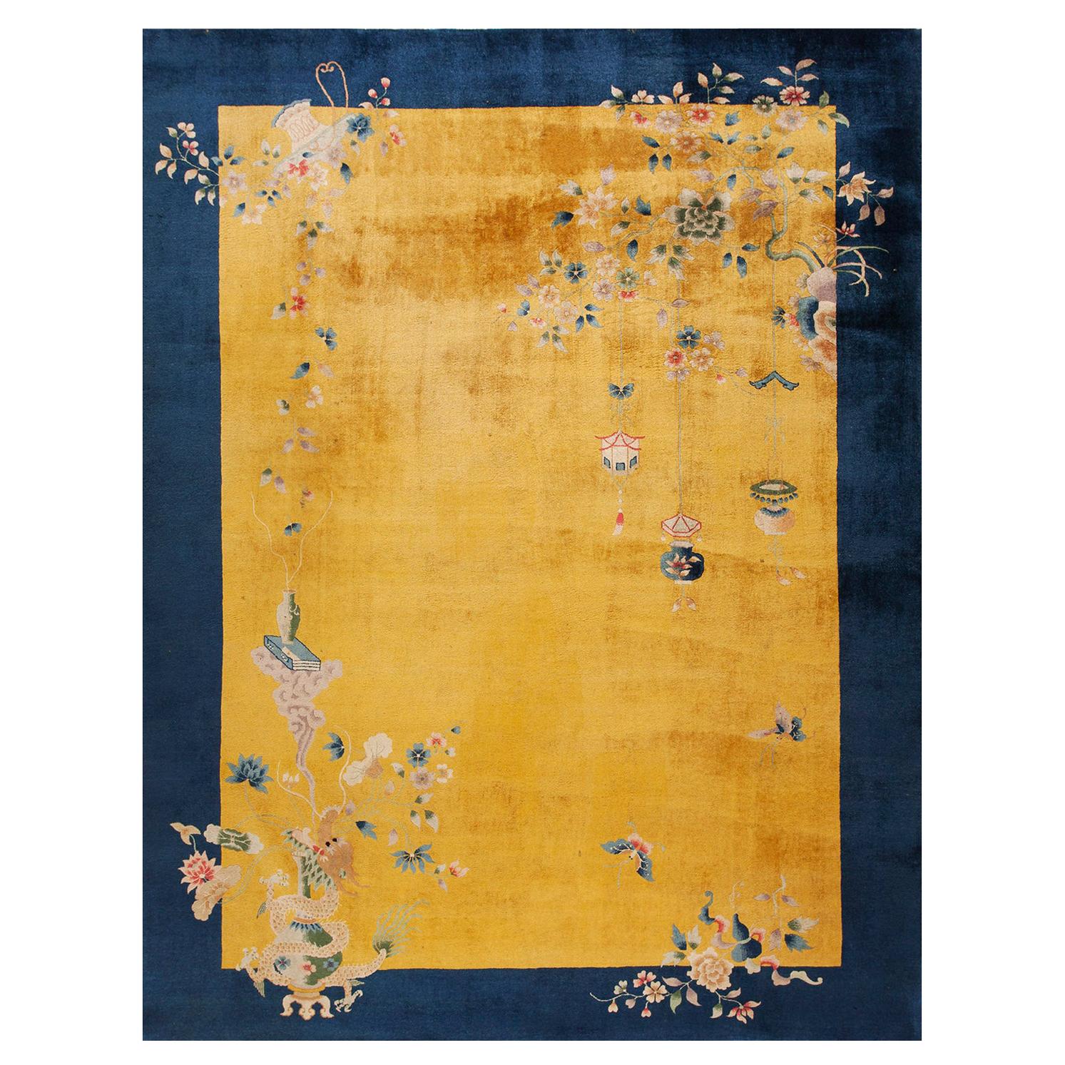 Alfombra Art Decó china de los años 20 ( 9' x 11'6" - 275 x 350 cm )