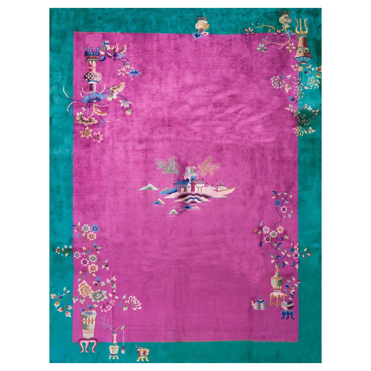 Alfombra Art Decó china de los años 20 ( 8'10" x 11'4" - 270 x 345 )