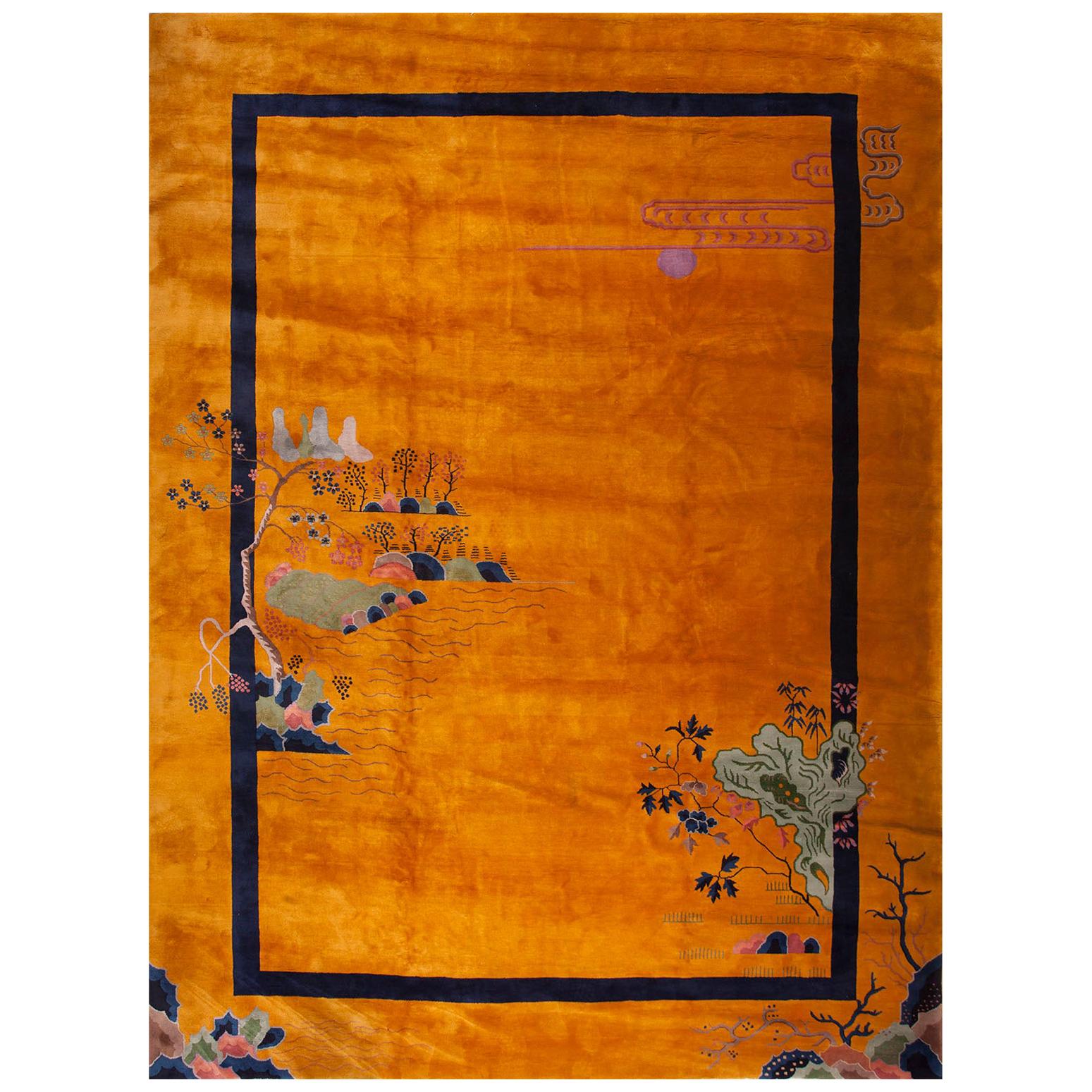 1920er Jahre Chinesischer Art Deco Teppich von Walter Nichols ( 11'2" x 15'4" - 340 x 467 )