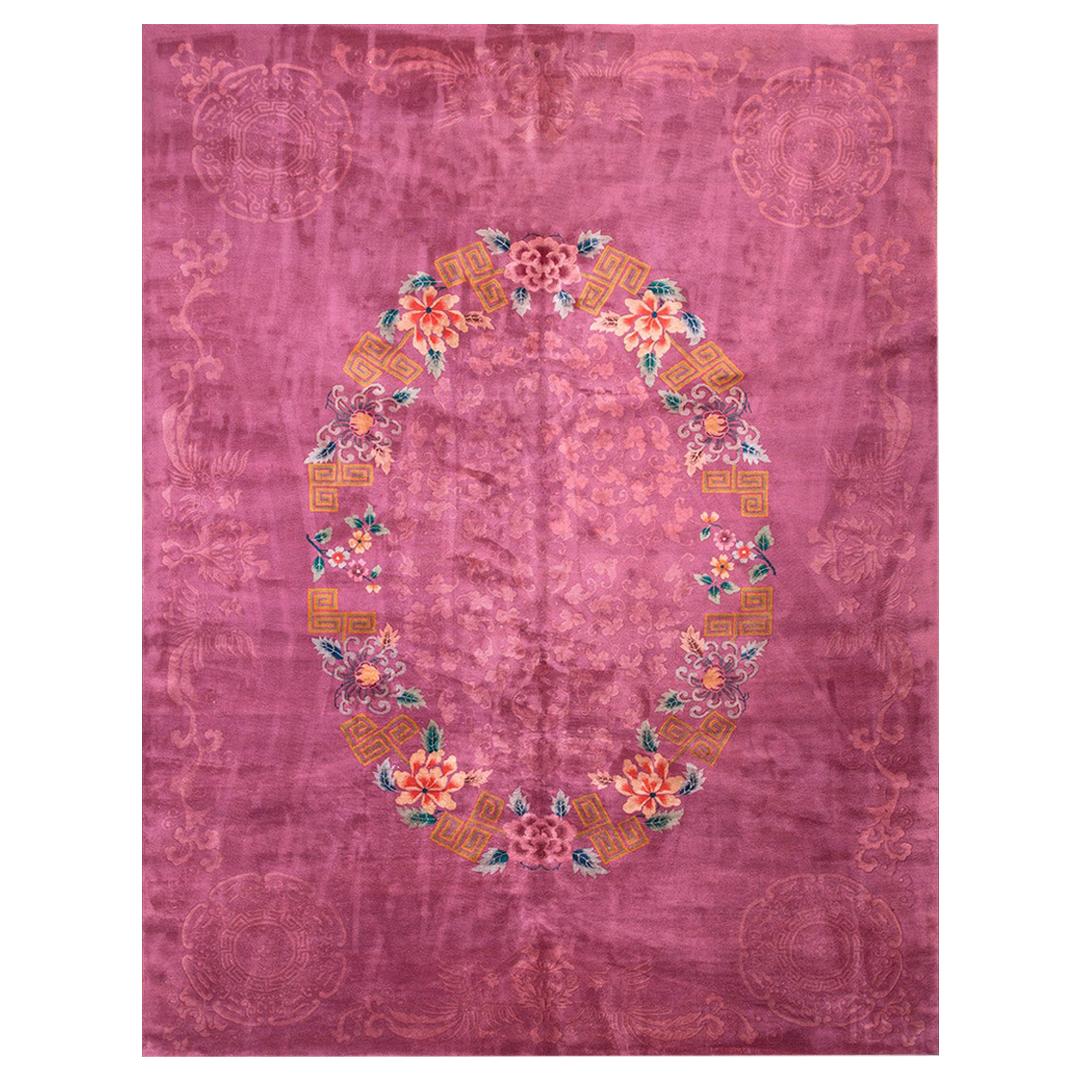 Antique Chinese Art Deco Carpet For Sale