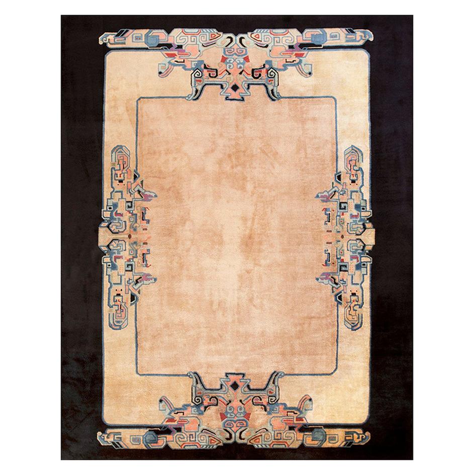 Antiker chinesischer Art-Déco-Teppich, 2,13 m x 2,13 m, antik