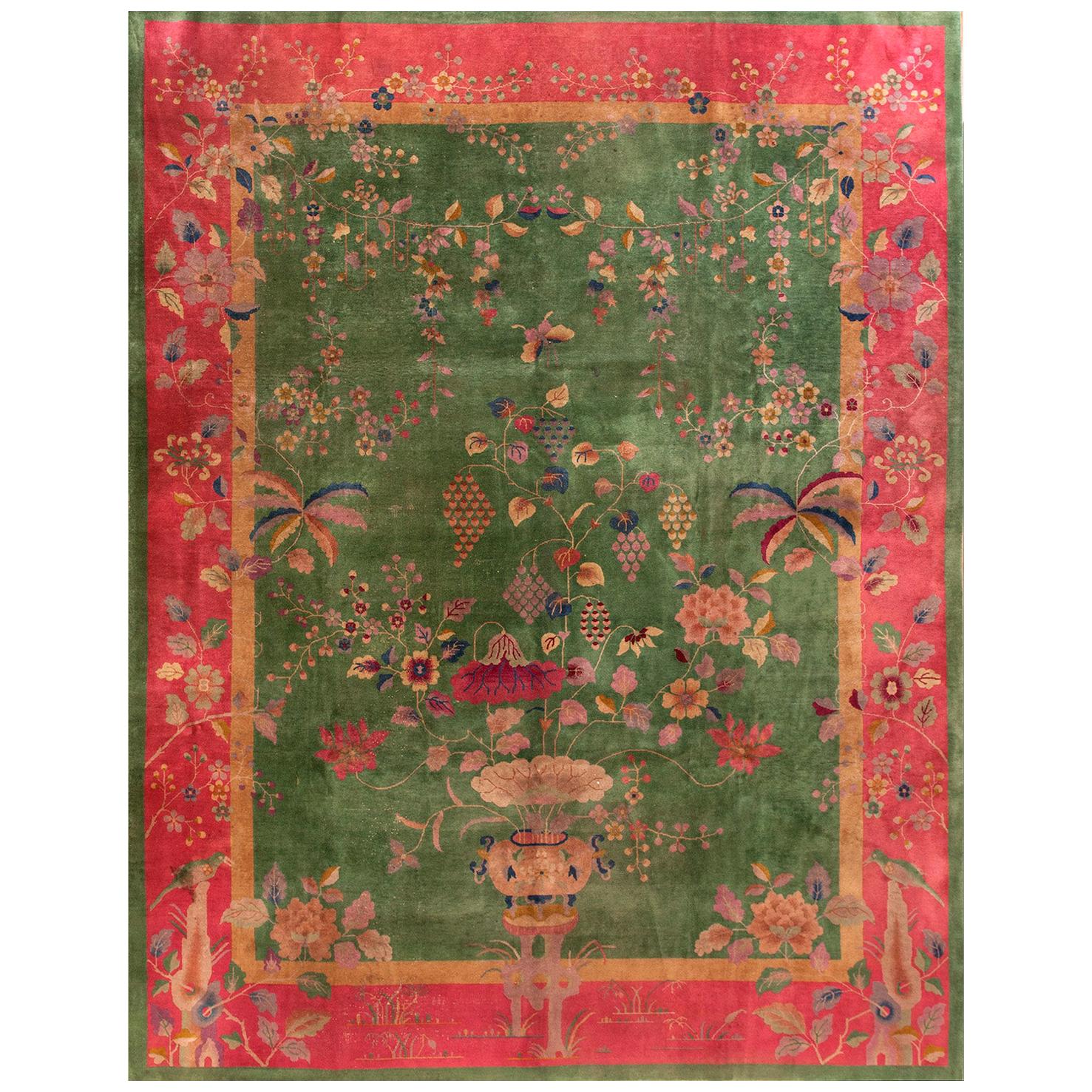 1920s Chinese Art Deco Carpet ( 8'10" x 11'6" - 270 x 350 ) For Sale