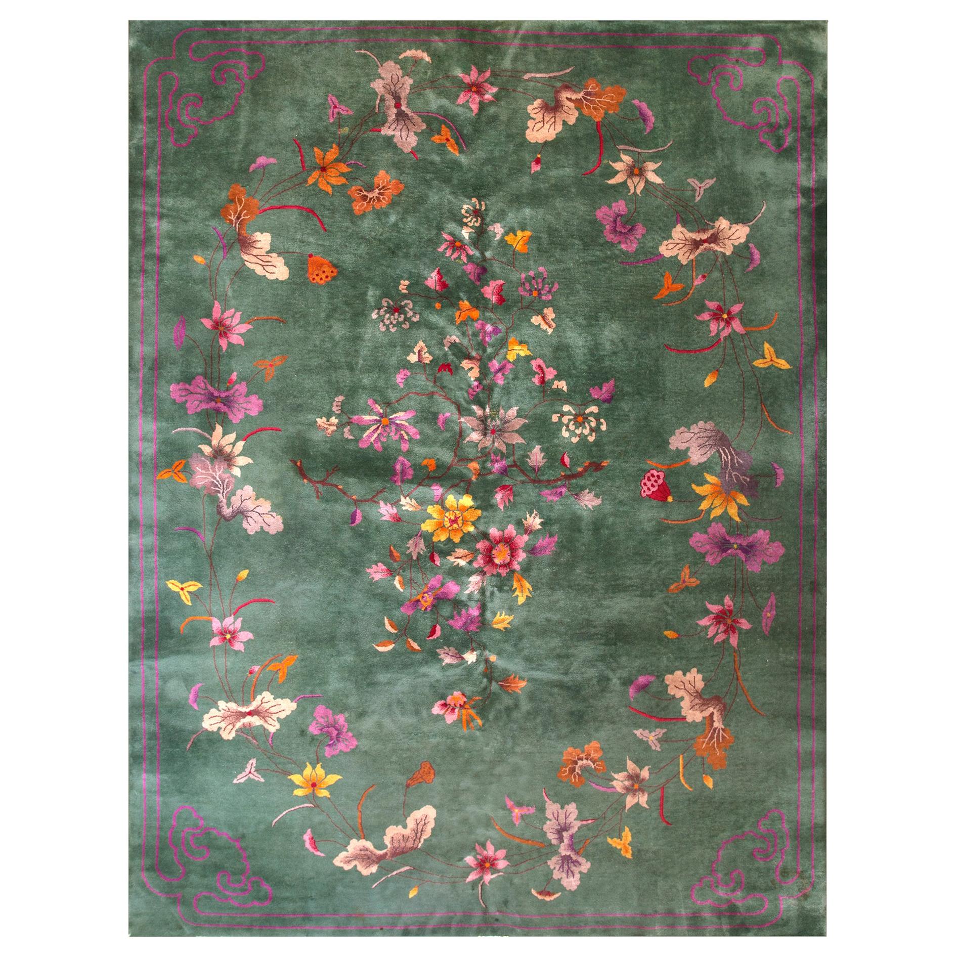 Alfombra antigua china Art Deco 9' 0" x 11' 8"