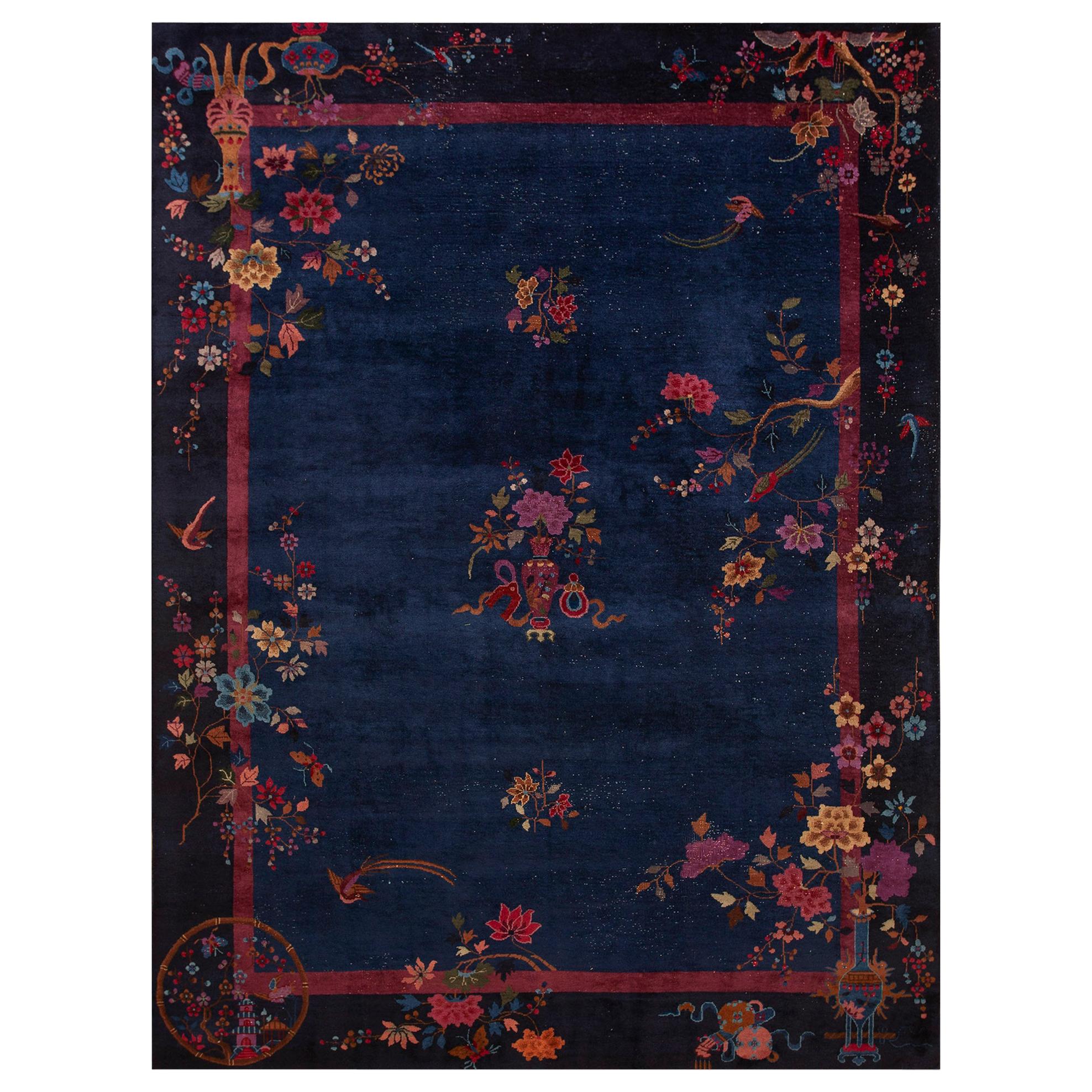 Antique Chinese Art Deco Rug 8' 9" x 11' 6"  For Sale