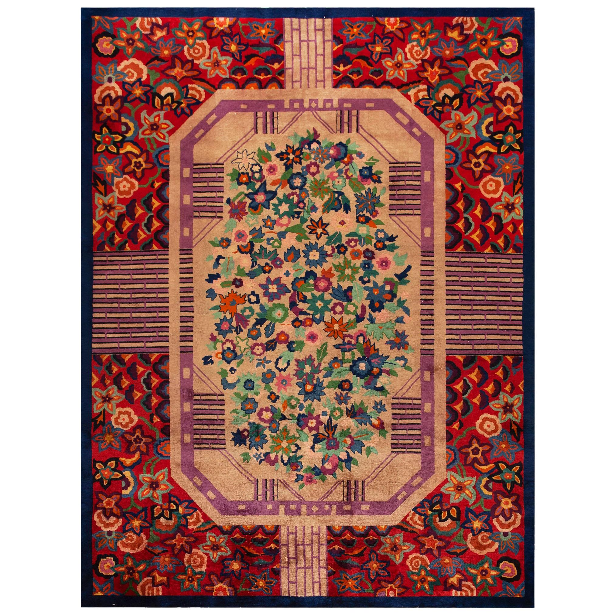 1920s Chinese Art Deco Carpet ( 8' 9" x 11' 6" - 266 x 350 cm) For Sale