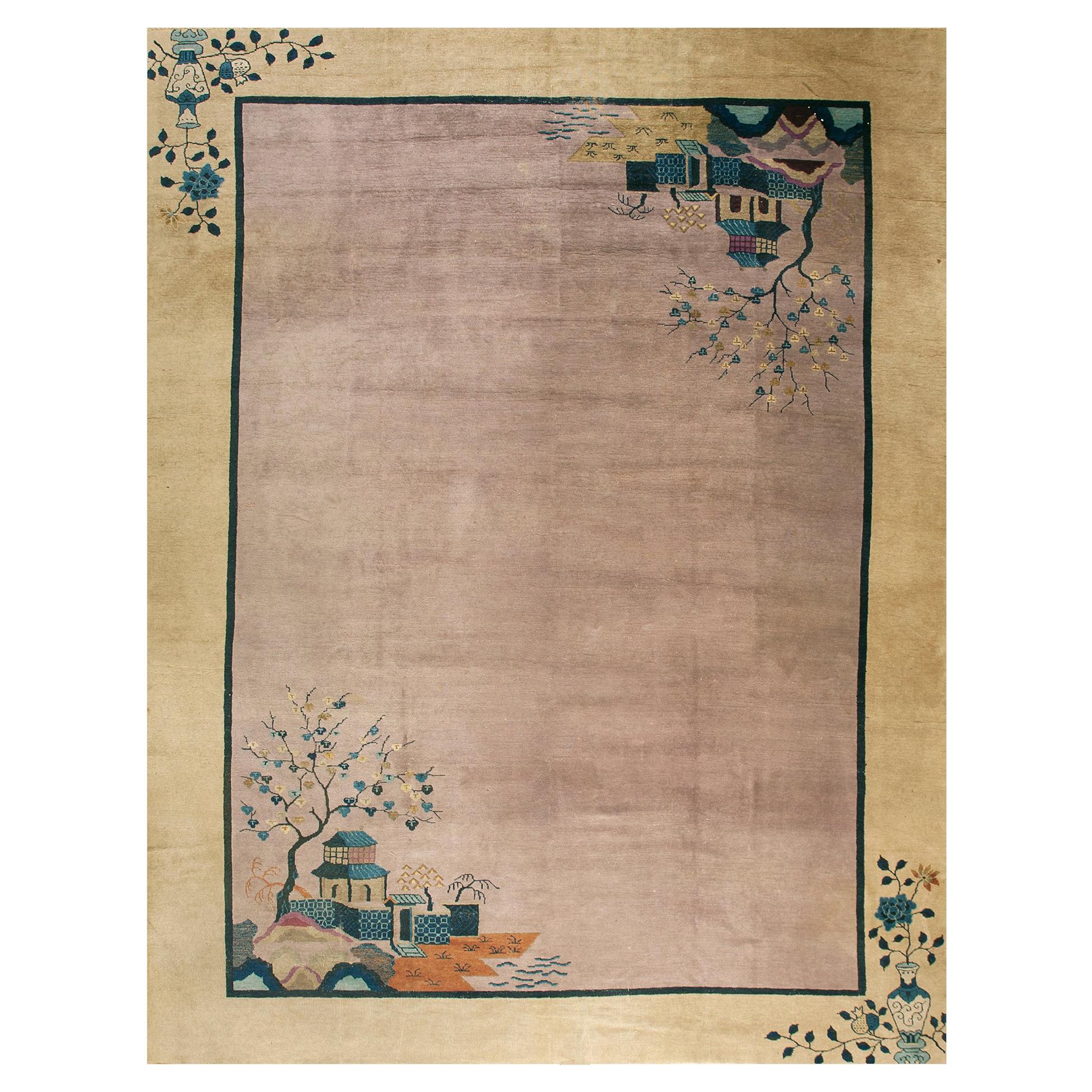 Alfombra Art Decó china de los años 20 ( 10' x 13'2" - 305 x 400 )