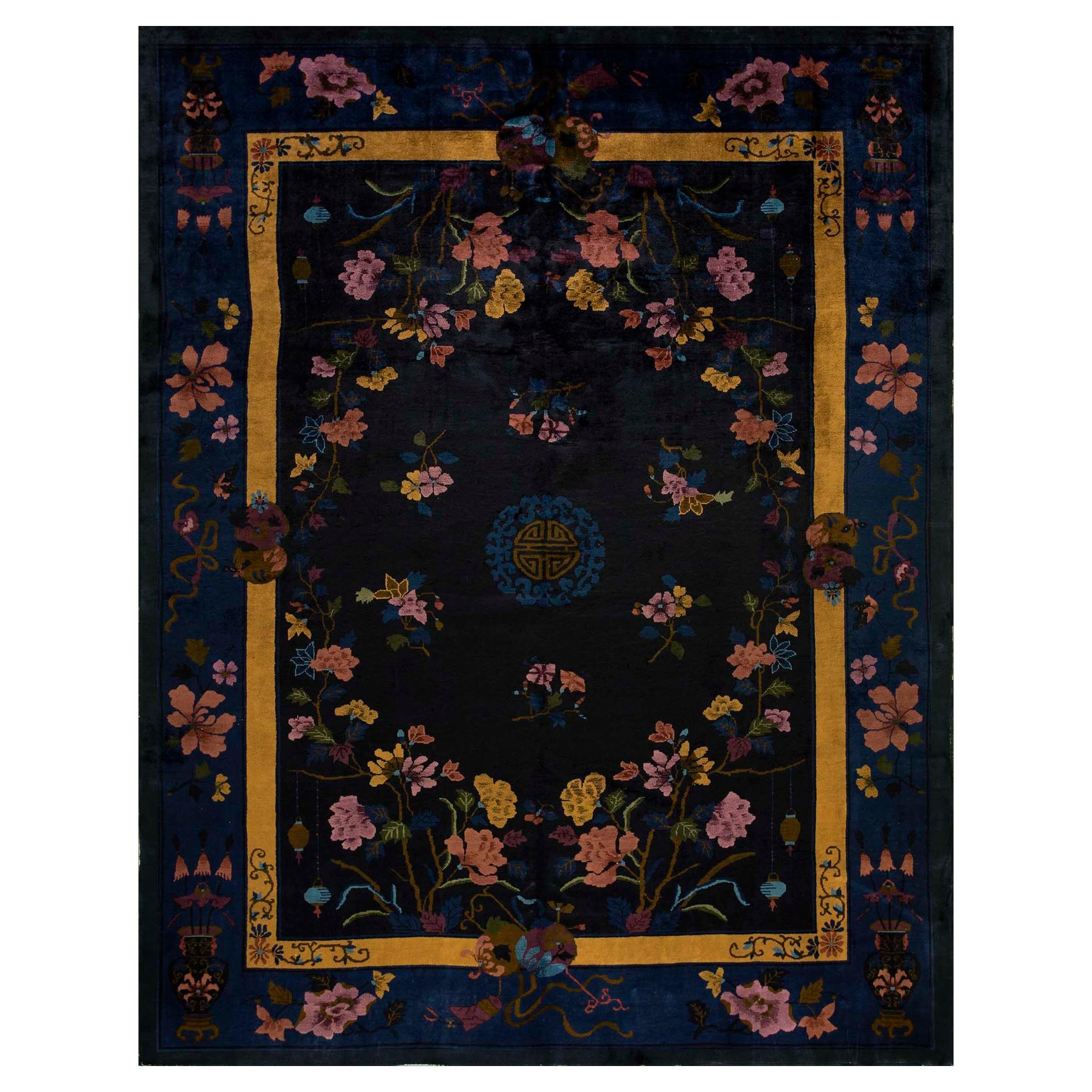 1920s Antique Chinese Art Deco Carpet ( 8'9" X 11'6" - 266 x 350 )