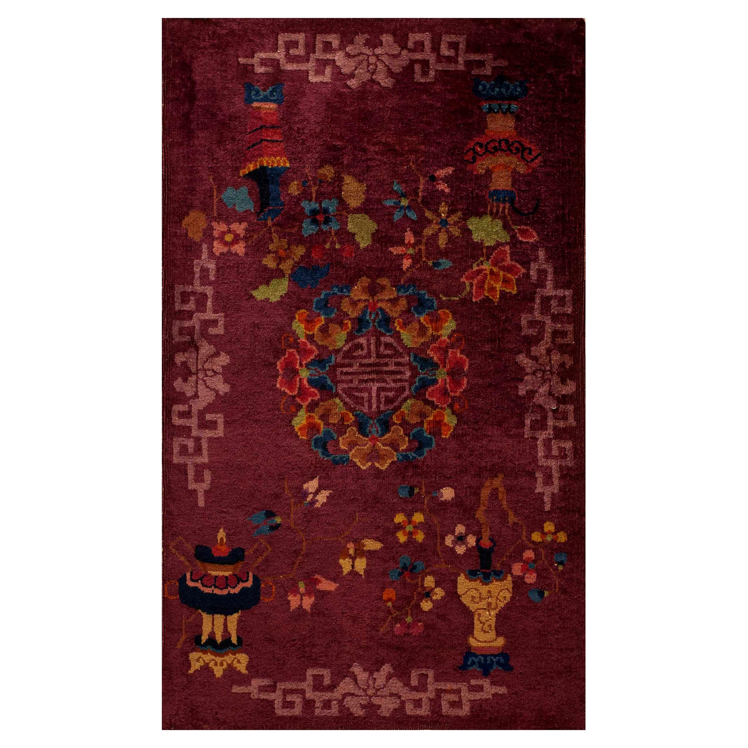 1920s Chinese Art Deco Rug ( 2'4" x 4' - 70 x 122 ) For Sale