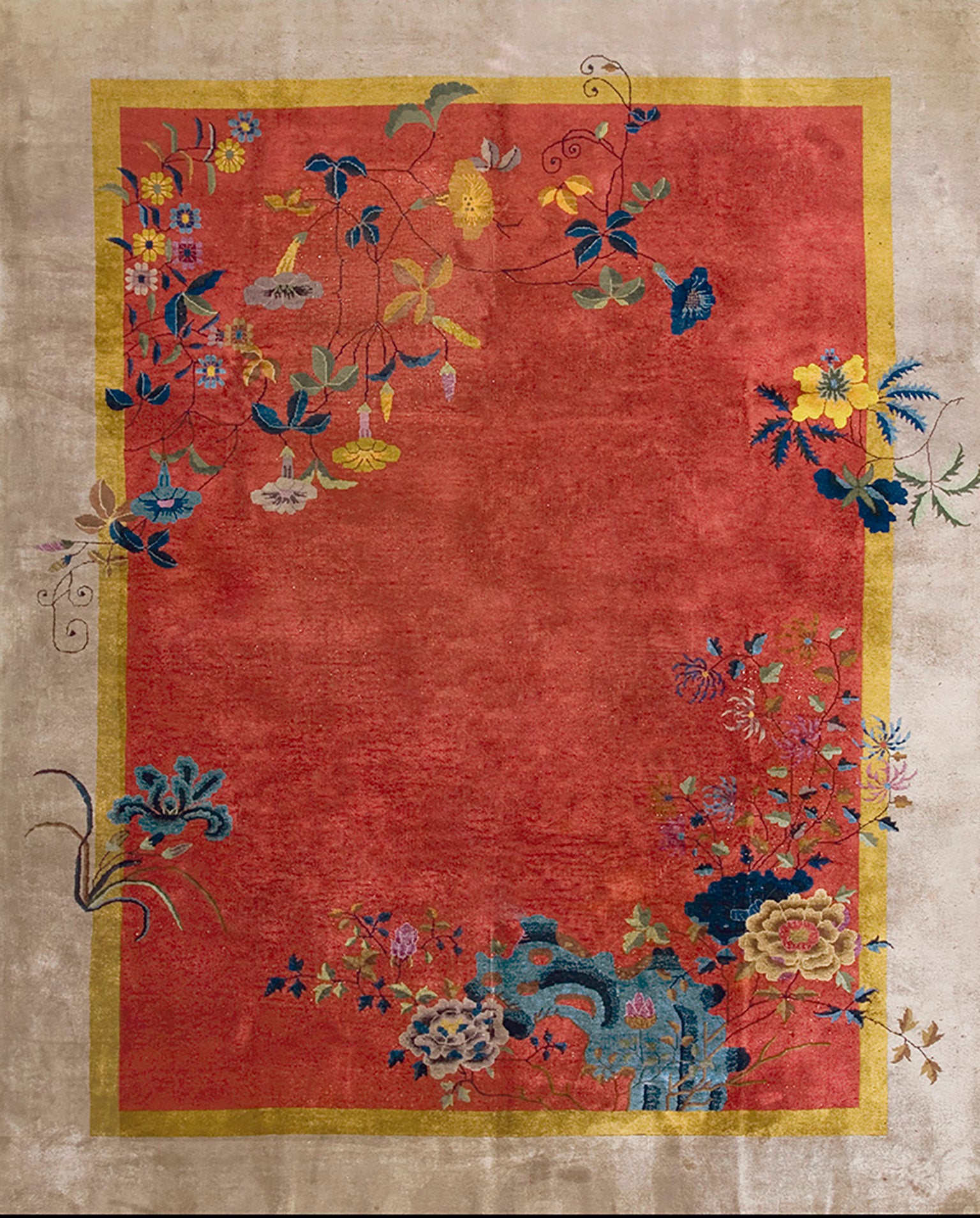 Antiker chinesischer Art Deco Teppich