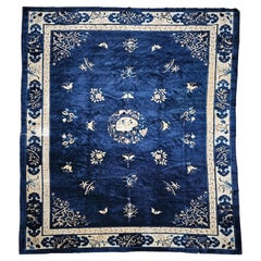 Antique Chinese Art Deco Rug, Hand-Knotted Wool Pile, Floral Motifs, 9' x 12'