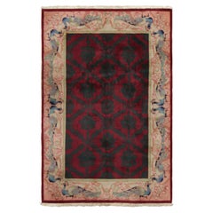 Tappeto antico cinese Art Deco in borgogna con motivi floreali e pittorici - Rug & Kilim