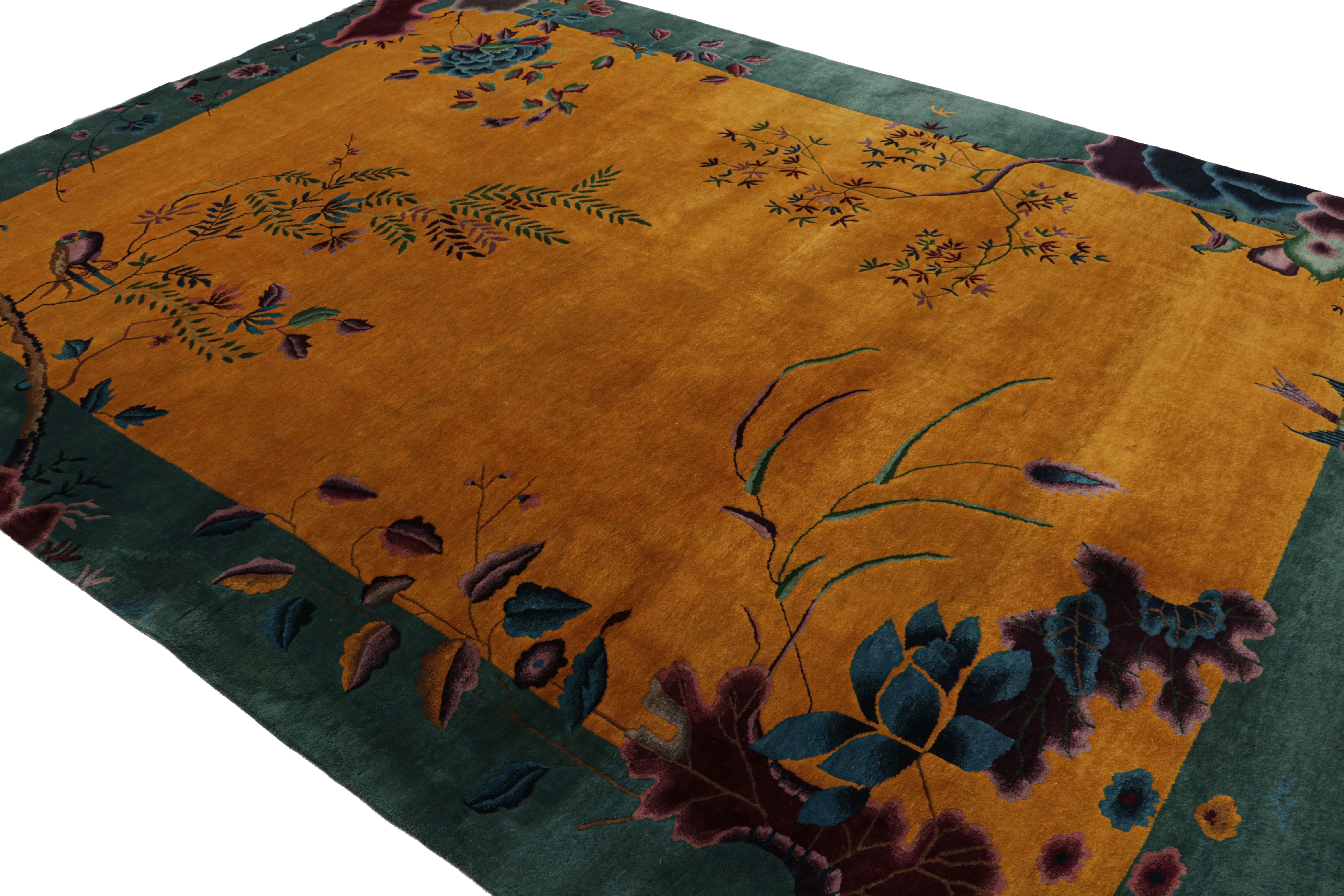 Hand-knotted wool circa 1925, a 9x12 antique Chinese art deco rug - latest to join Rug & Kilim’s antique collection.

On the Design:

This is a rare work from the Nichols style curations of its period, with some of the most delicious jewel tones and