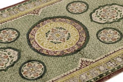 Antique Chinese Art Deco Rug in Green with Floral Medallions, from Rug & Kilim