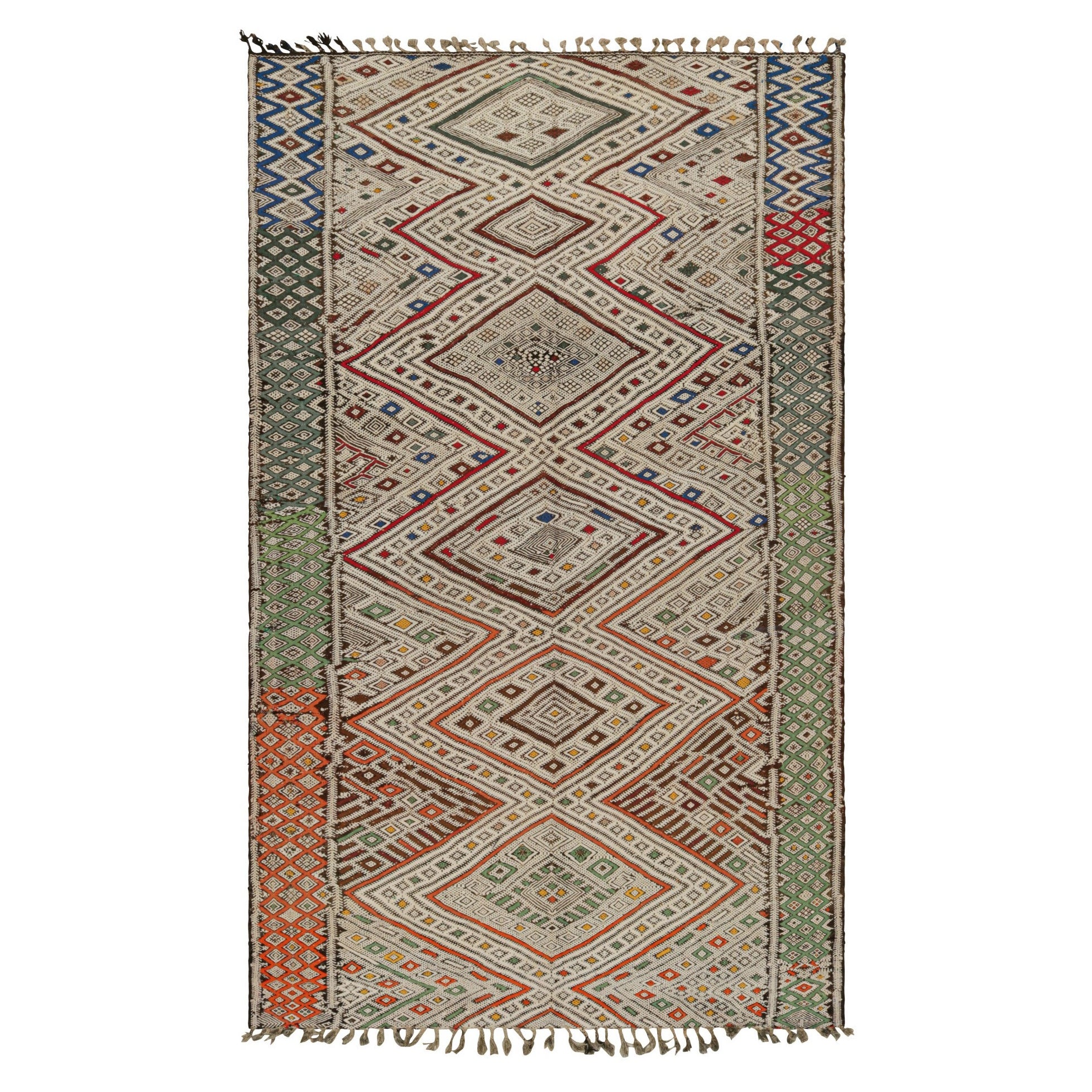 Tapis Art déco chinois ancien rose et vert avec fleurs, de Rug & Kilim en vente