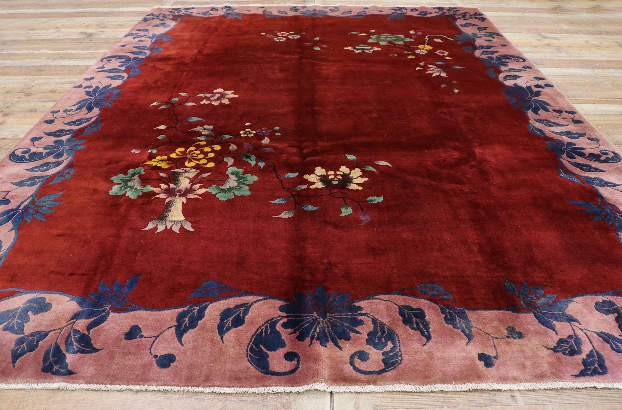 20th Century Antique Chinese Art Deco Rug Inspired by Walter Nichols For Sale