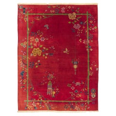Antique Chinese Art Deco Rug Inspired by Walter Nichols