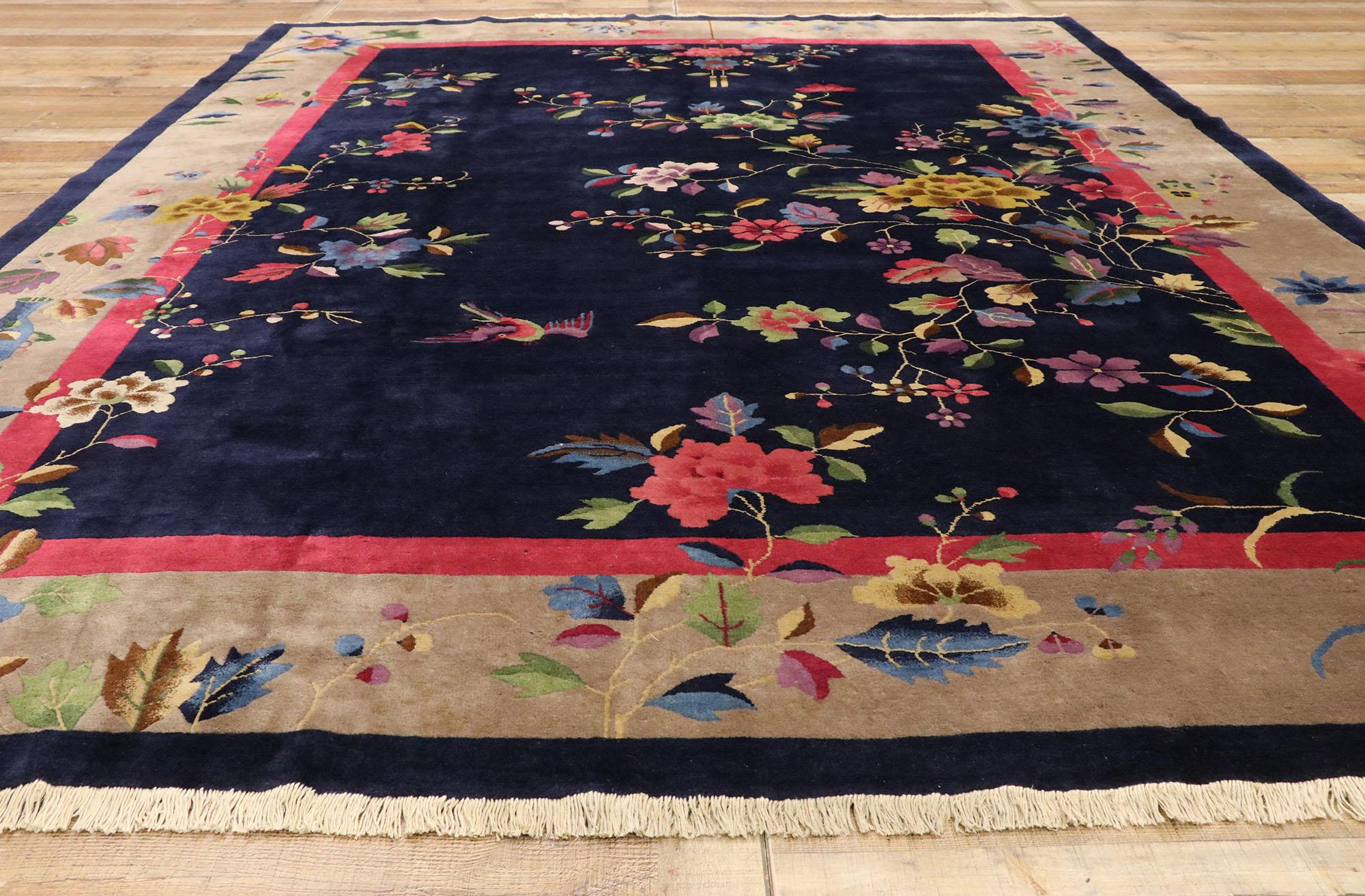 20th Century Antique Chinese Art Deco Rug Inspired by Walter Nichols with Jazz Age Style For Sale