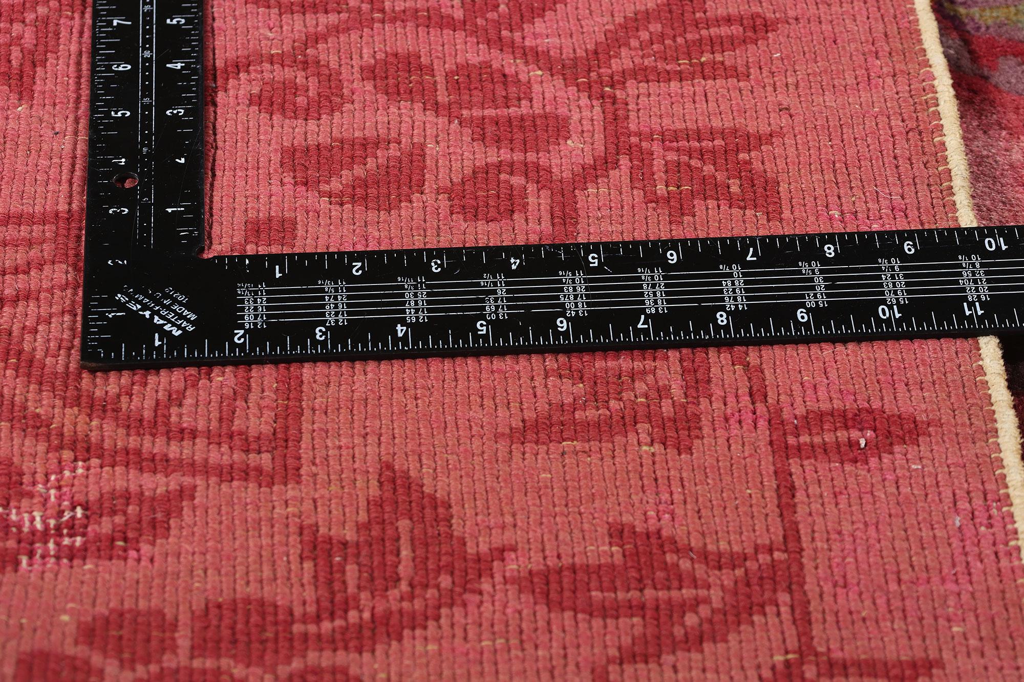 Wool Early 20th Century Antique Pink Chinese Art Deco Rug For Sale