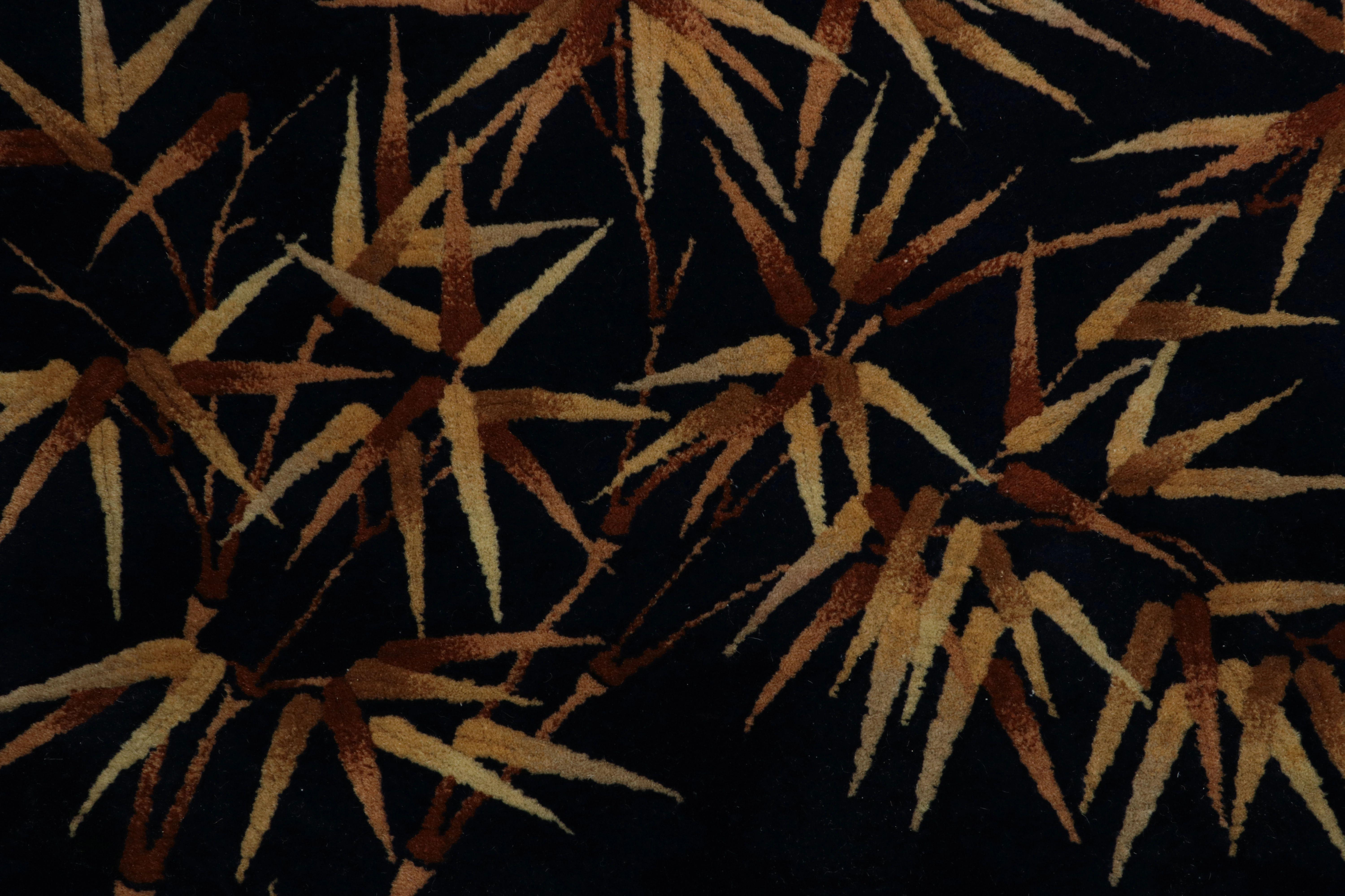 Art Déco Tappeto antico cinese Art Deco, blu notte con motivi di bambù - Rug & Kilim in vendita