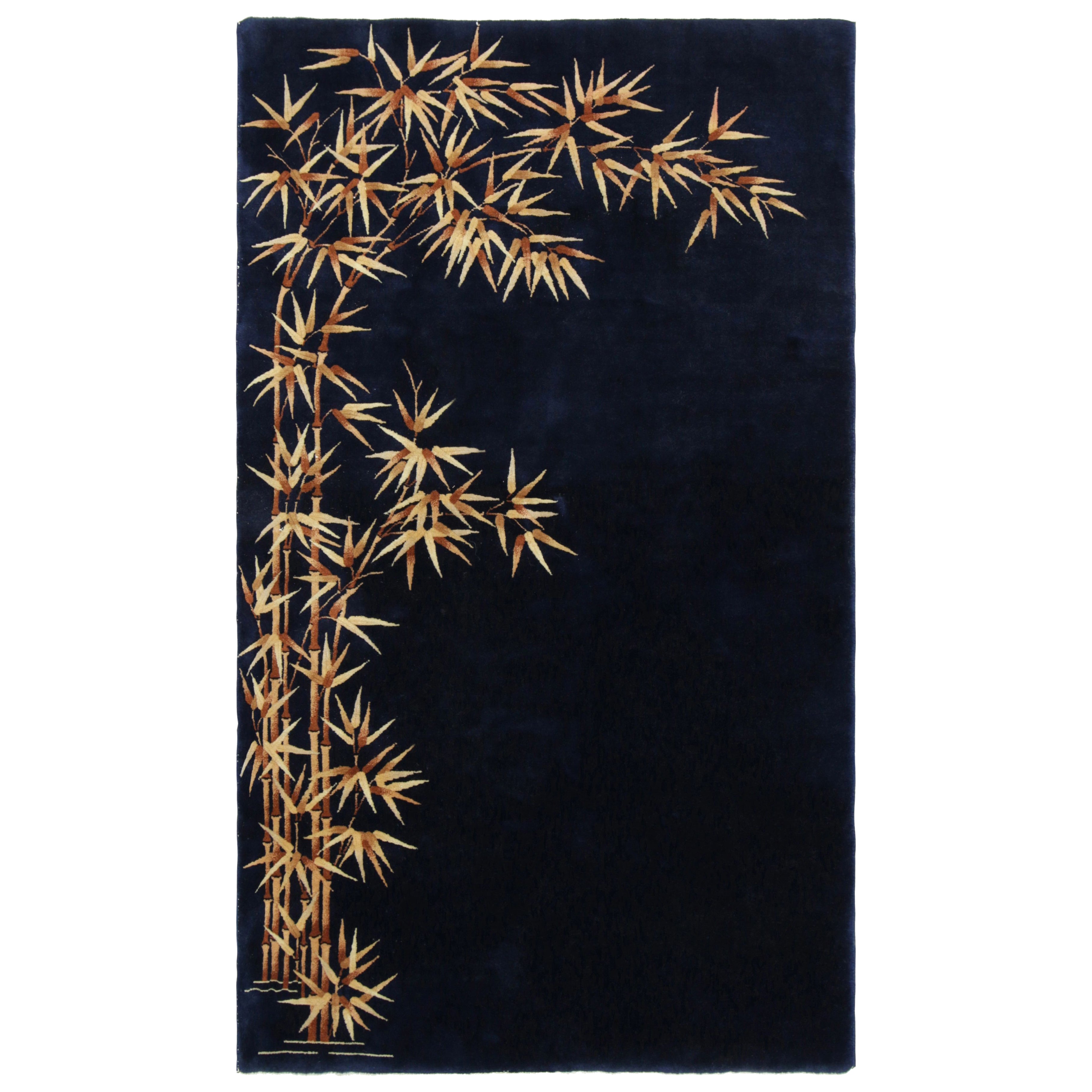 Tappeto antico cinese Art Deco, blu notte con motivi di bambù - Rug
Kilim