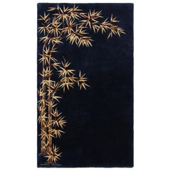 Tappeto antico cinese Art Deco, blu notte con motivi di bambù - Rug
Kilim