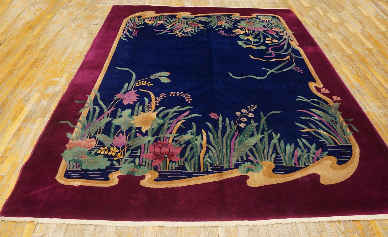 Hand-Knotted 1920s Chinese Art Deco Carpet ( 8' 9