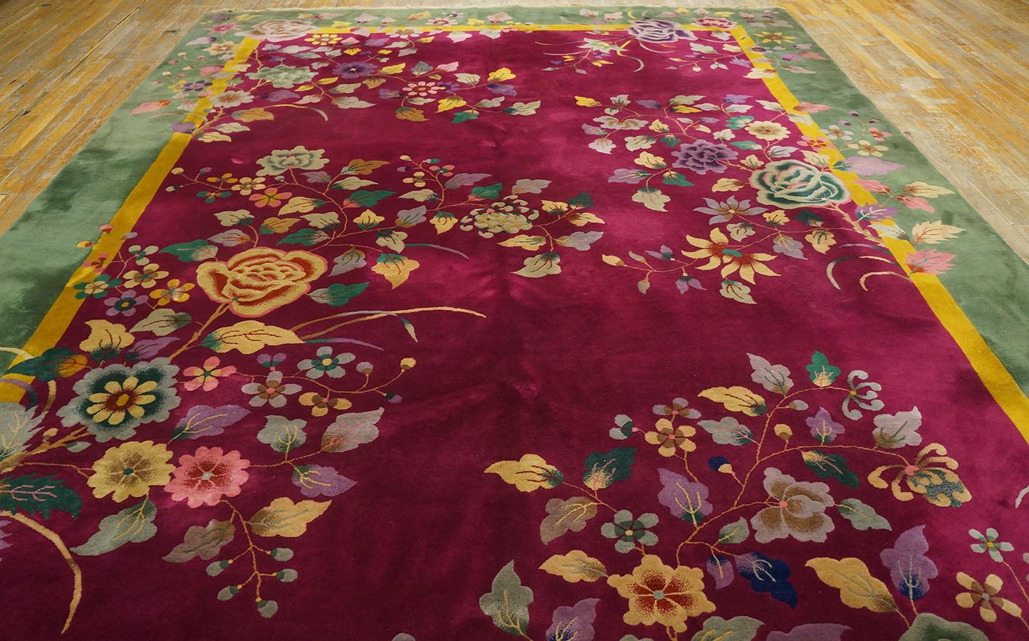 Laine Tapis Art Déco chinois des années 1920 ( 237 x 287 cm) en vente