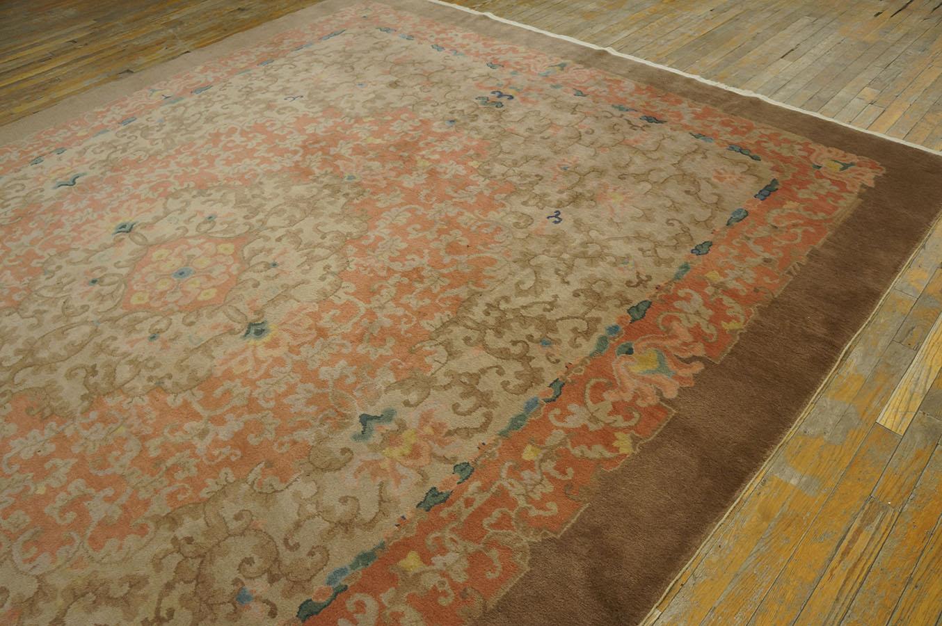 Chinois Tapis Art déco chinois ancien, taille : 9' 0''x11' 9'' en vente