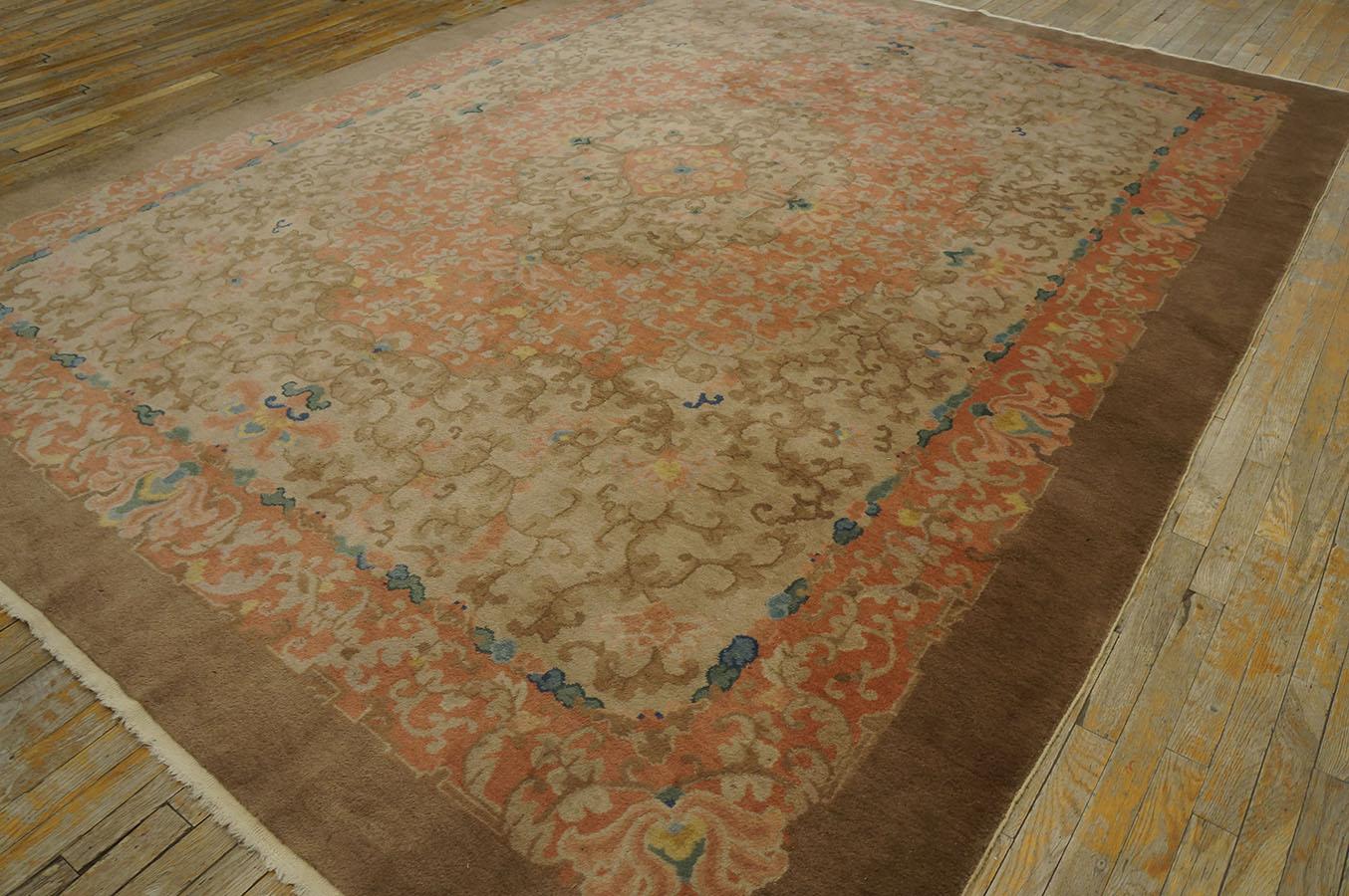 Tapis Art déco chinois ancien, taille : 9' 0''x11' 9'' Bon état - En vente à New York, NY