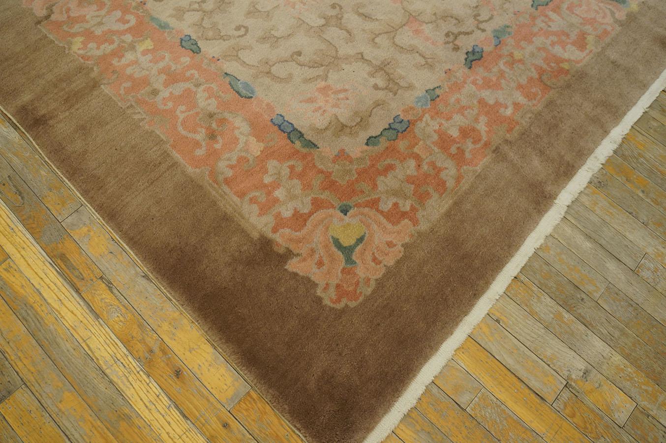 Début du 20ème siècle Tapis Art déco chinois ancien, taille : 9' 0''x11' 9'' en vente