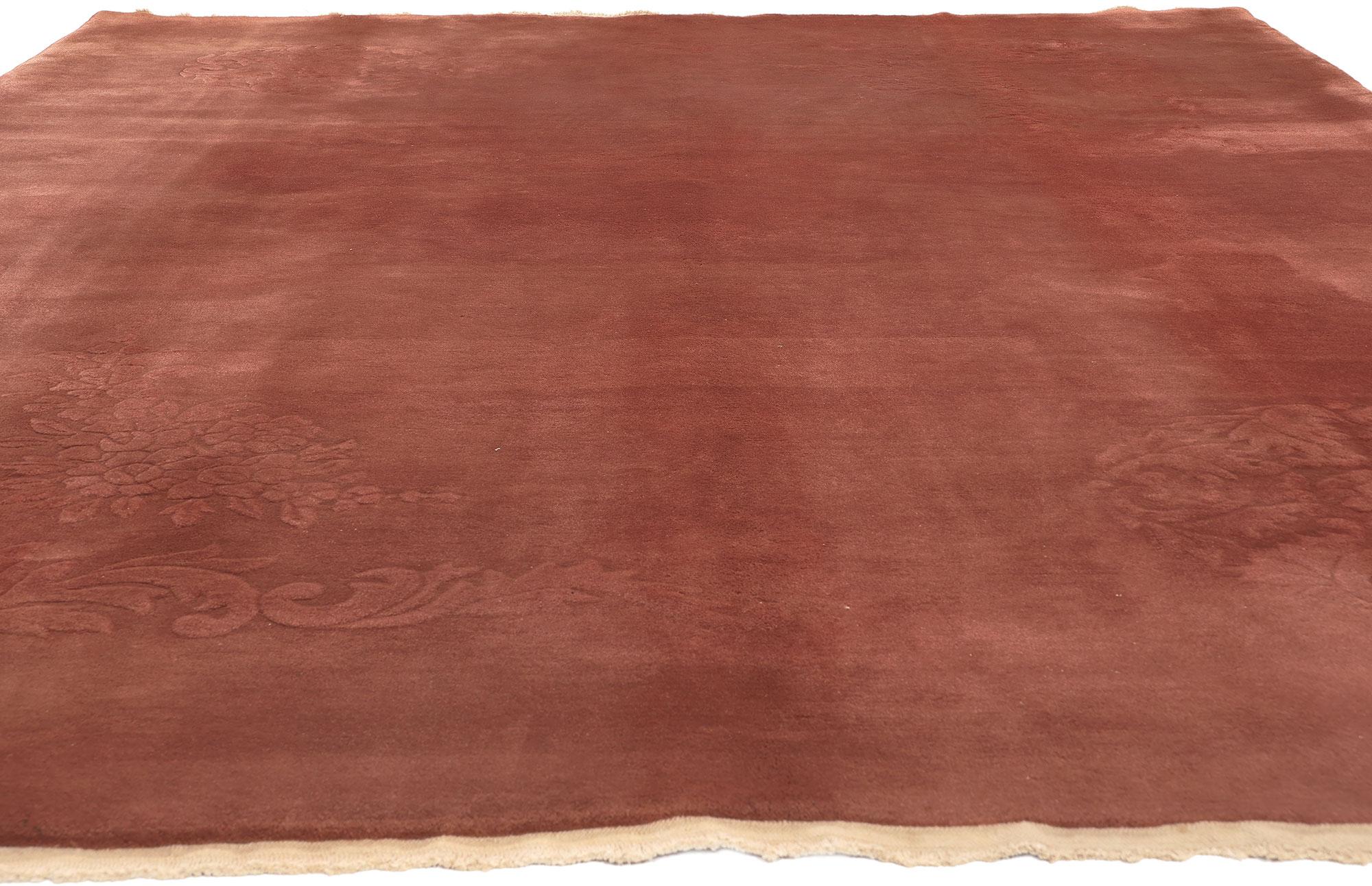 Hand-Knotted Antique Chinese Art Deco Rug, Sophisticated Elegance Meets Beguiling Charm For Sale