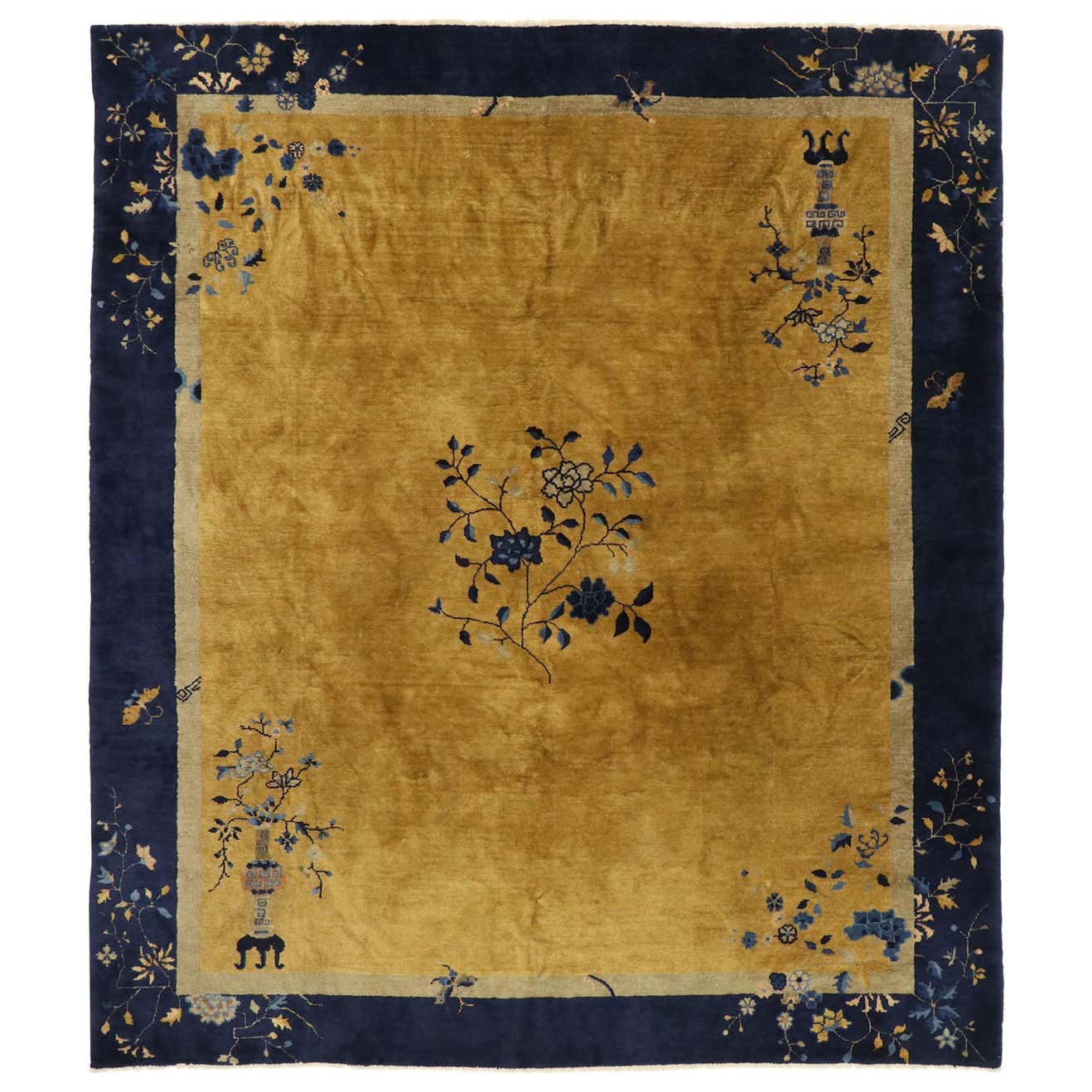 Antique Chinese Art Deco Rug with Chinoiserie Style at 1stDibs