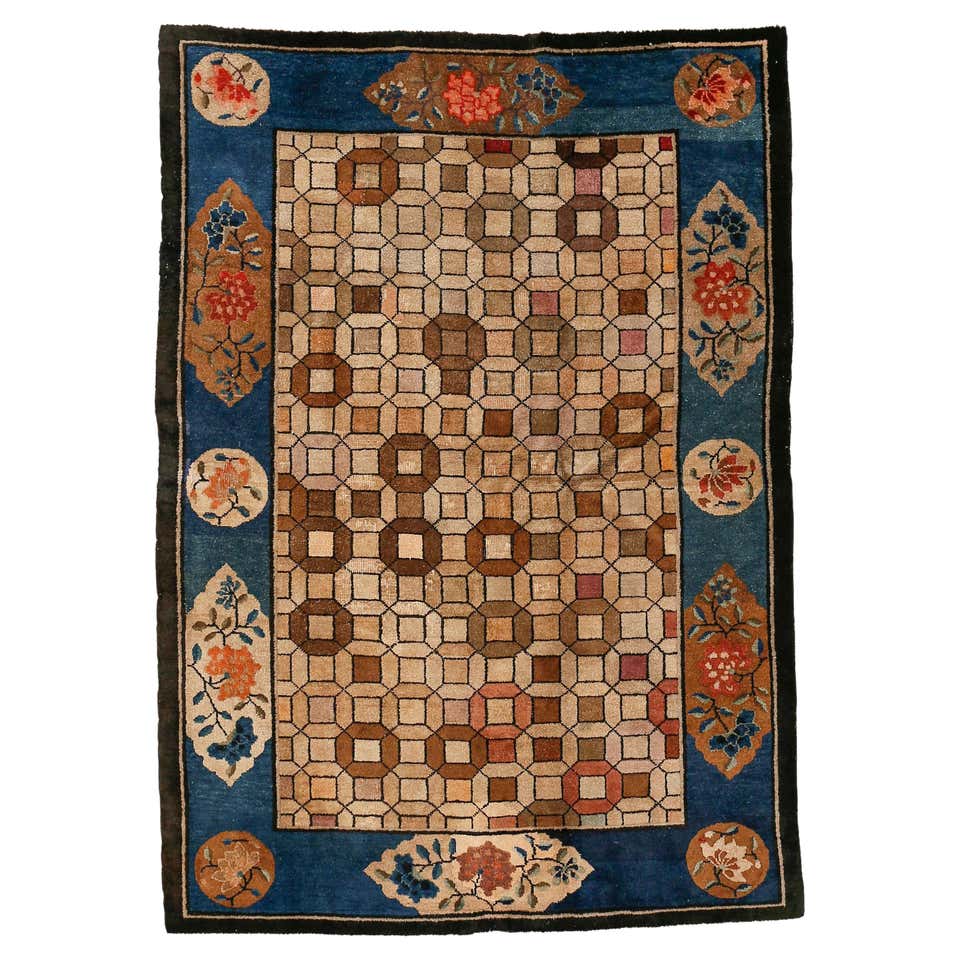 Antique Geometric Mongolian Chinese Rug For Sale at 1stDibs