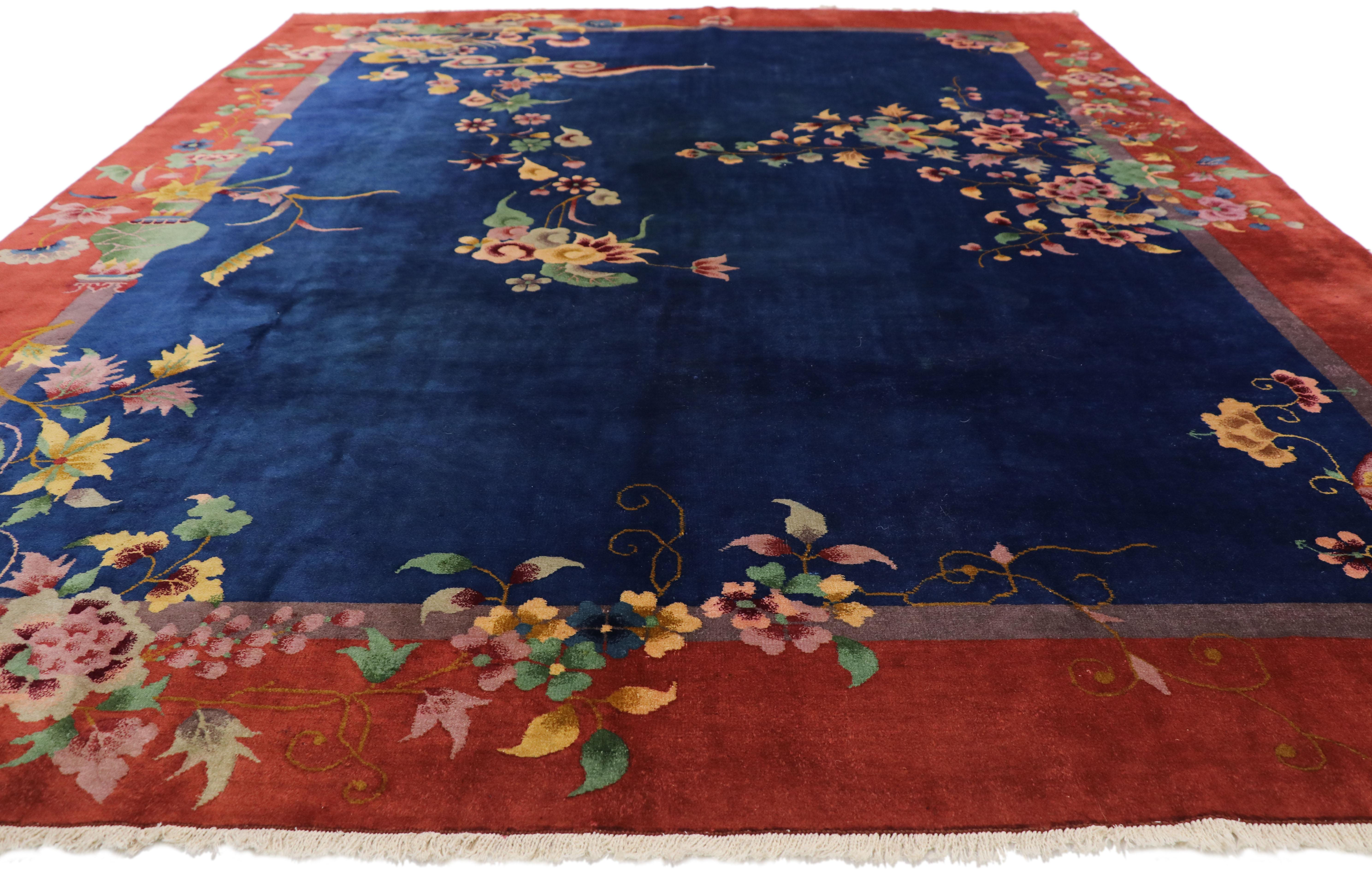 Hand-Knotted Antique Chinese Art Deco Rug with Jazz Age Chinoiserie Style