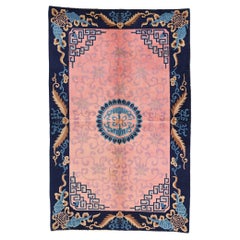 Antique Pink Chinese Art Deco Rug with Jazz Age Splendor
