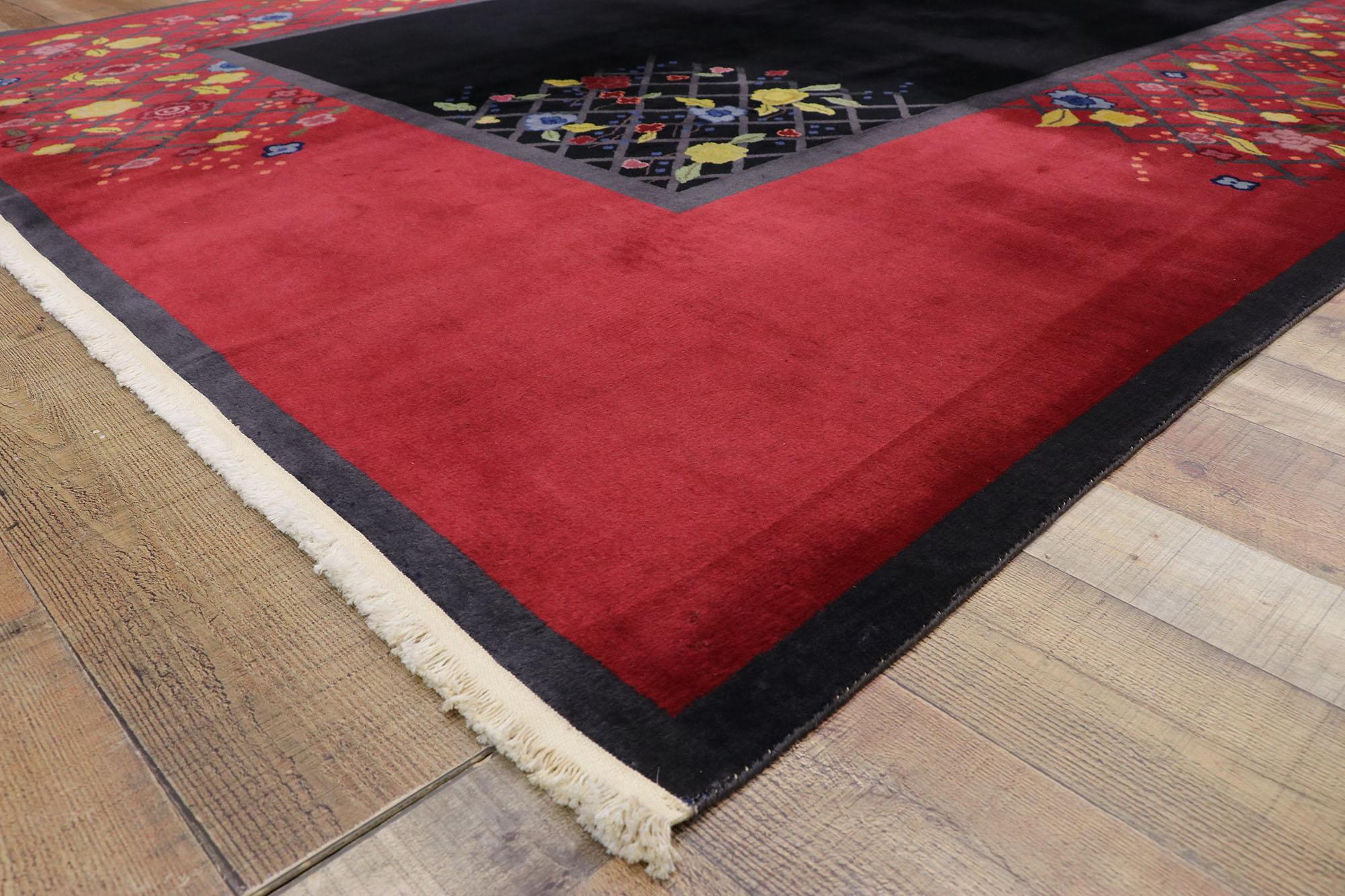 1920's Antique Chinese Art Deco Carpet with Traditional Jazz Age Style For Sale 2