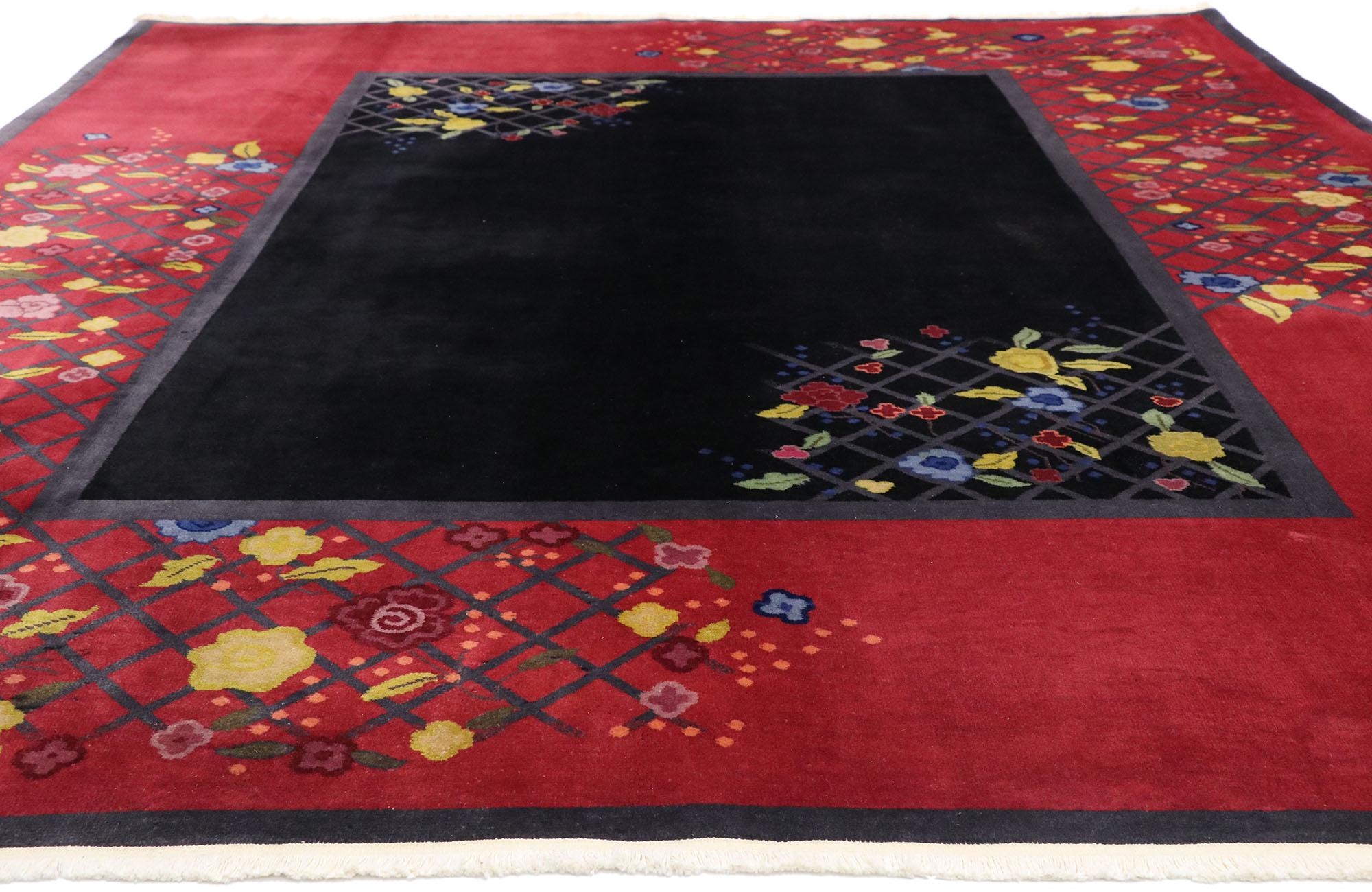 1920's Antique Chinese Art Deco Carpet with Traditional Jazz Age Style For Sale 5
