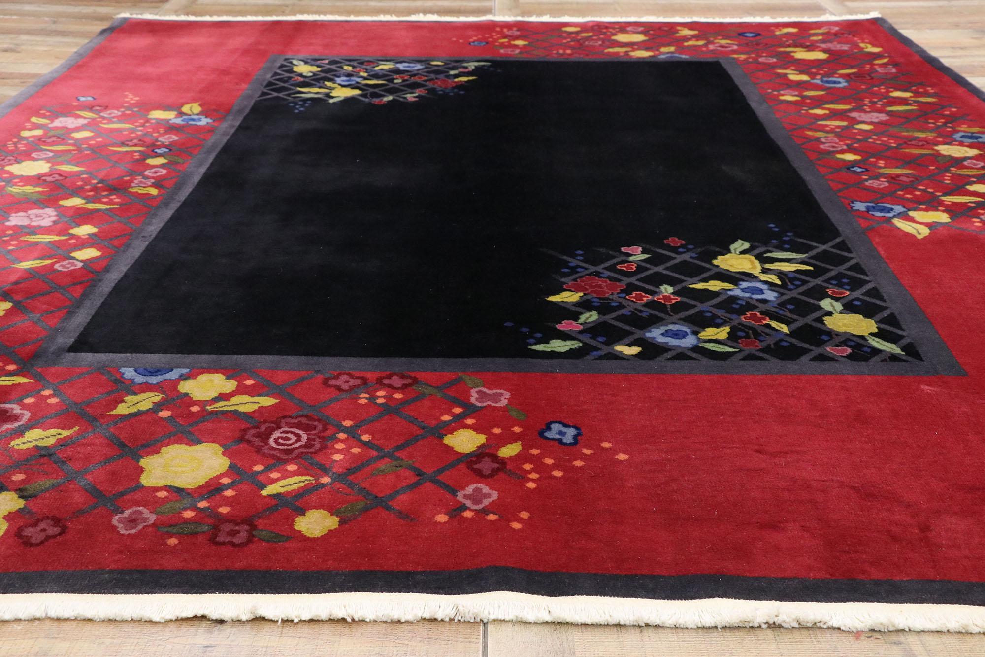 1920's Antique Chinese Art Deco Carpet with Traditional Jazz Age Style For Sale 3